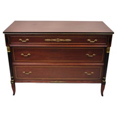 Antique Rway French Empire Neoclassical Style Mahogany 3 Drawer Dresser Chest