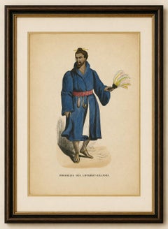 Antike Ryukyu-Inseln Kostüm Lithographie, Okinawan Noble Figur, 1852