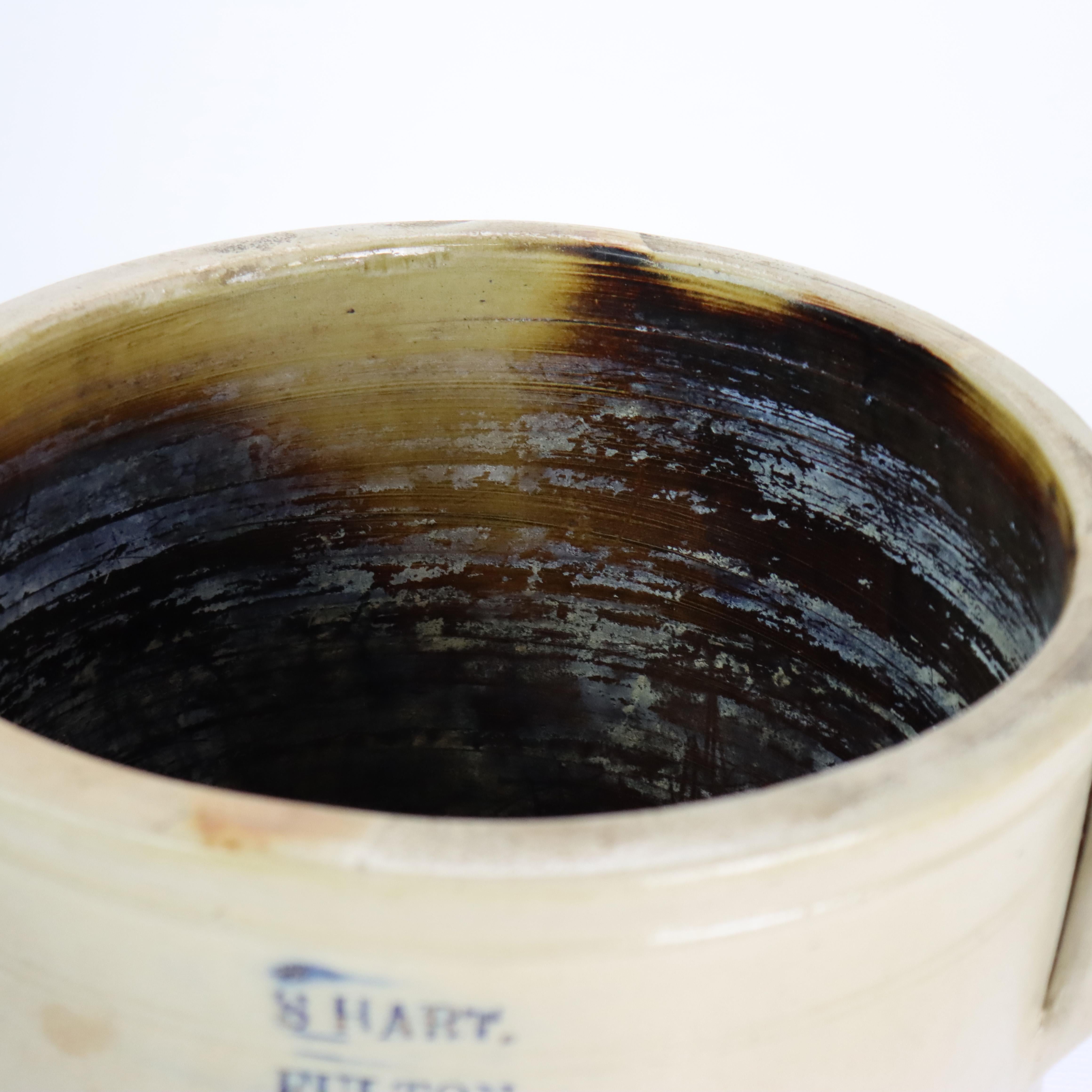 XIXe siècle Ancienne cruche de 5 gallons en grès bleu décoré de motifs floraux S. Hart c1870 en vente