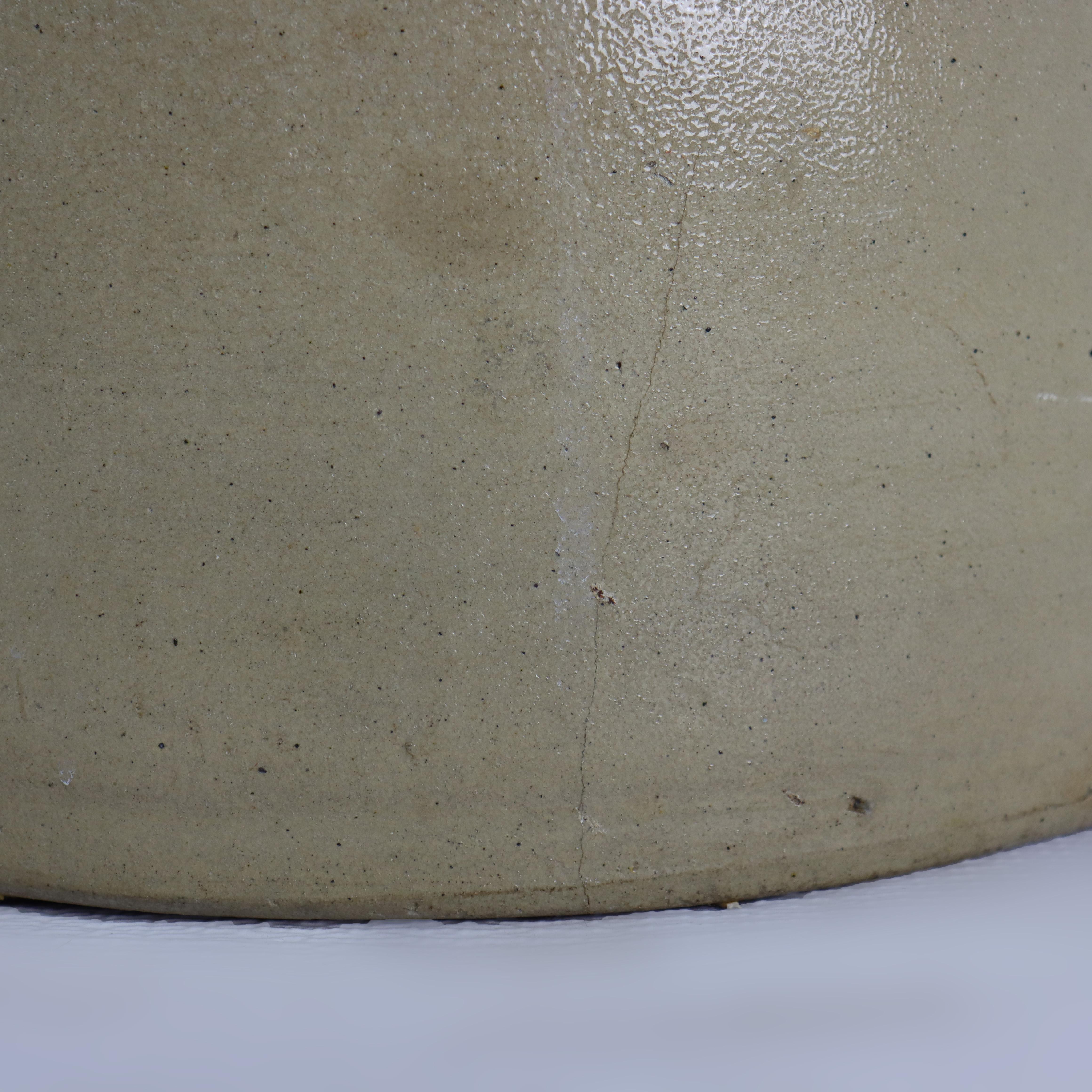 Ancienne cruche de 5 gallons en grès bleu décoré de motifs floraux S. Hart c1870 en vente 2