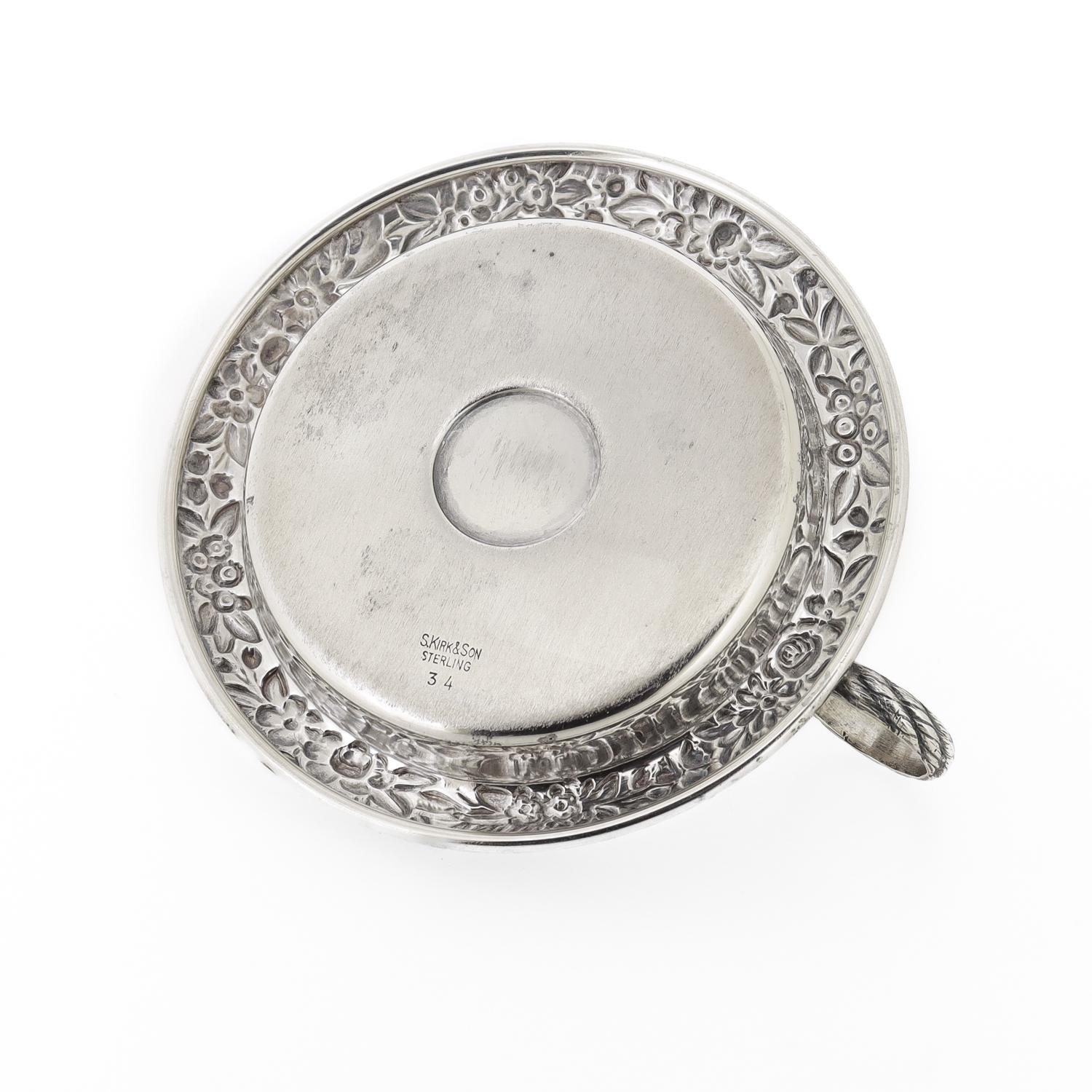 Antique S. Kirk & Son Sterling Silver Repousse Chamberstick Candle Holder 3