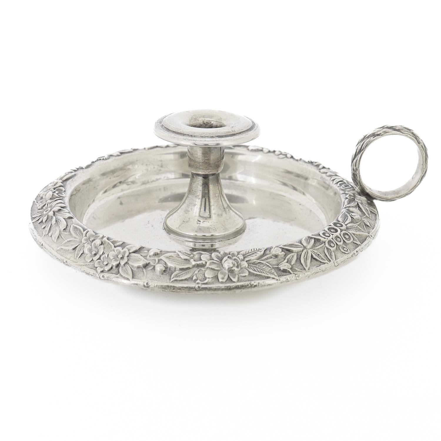 American Antique S. Kirk & Son Sterling Silver Repousse Chamberstick Candle Holder