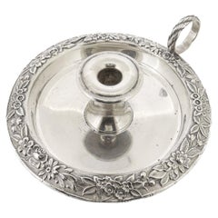 Antique S. Kirk & Son Sterling Silver Repousse Chamberstick Candle Holder