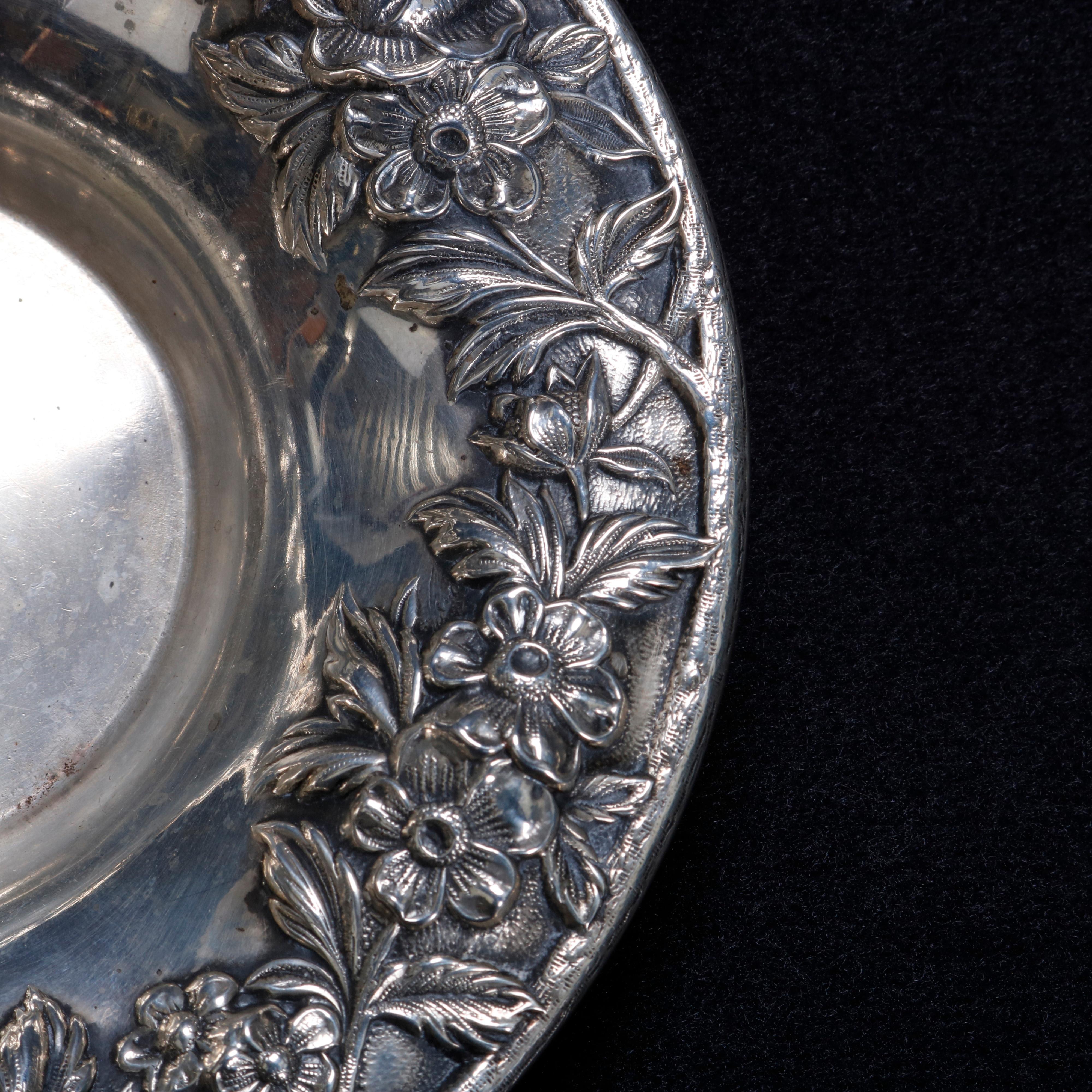 Antique S. Kirk & Sons Sterling Silver Floral Reposse Bowl, circa 1890 1