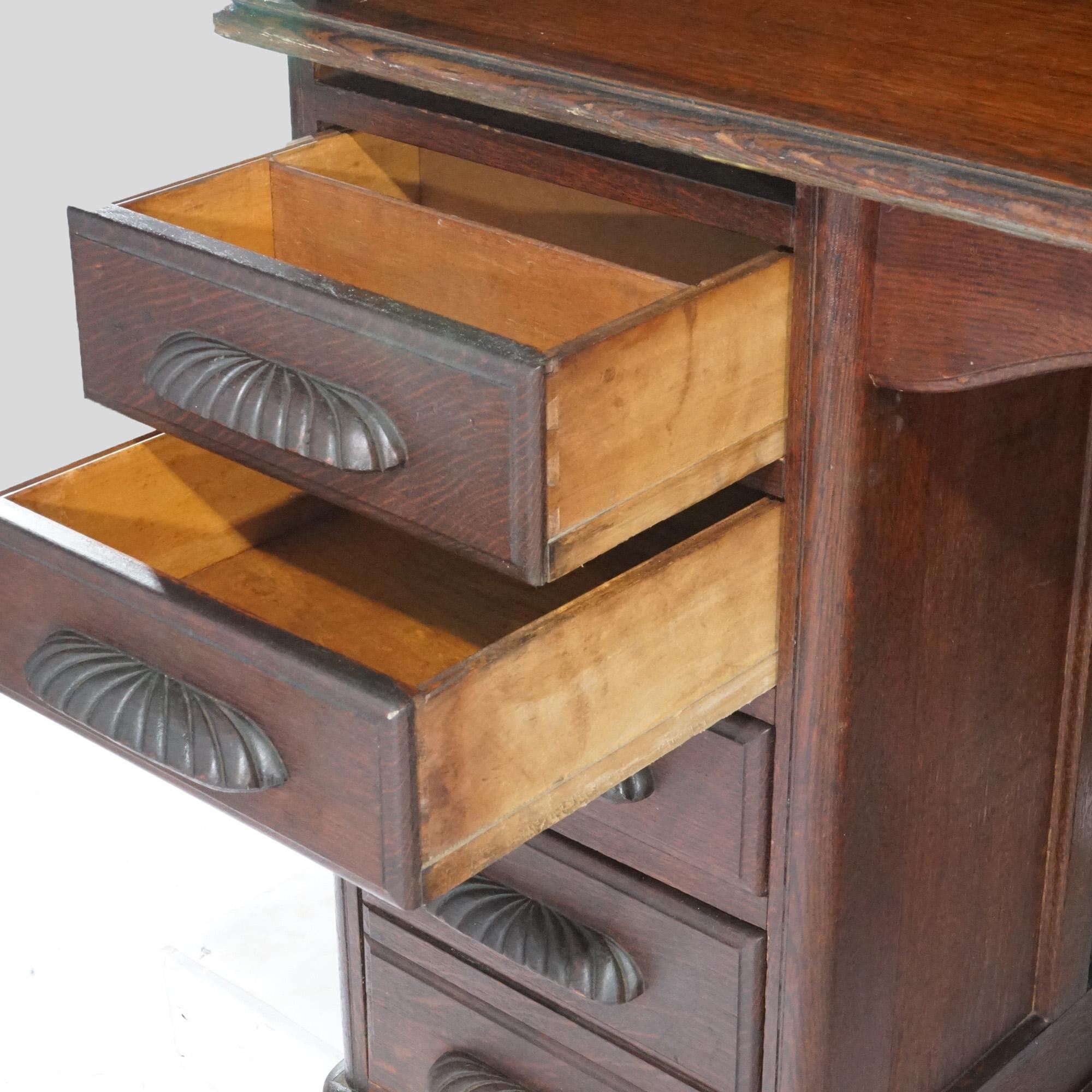 Antique S-Roll Top Oak Desk with Full Interior, circa 1900 9