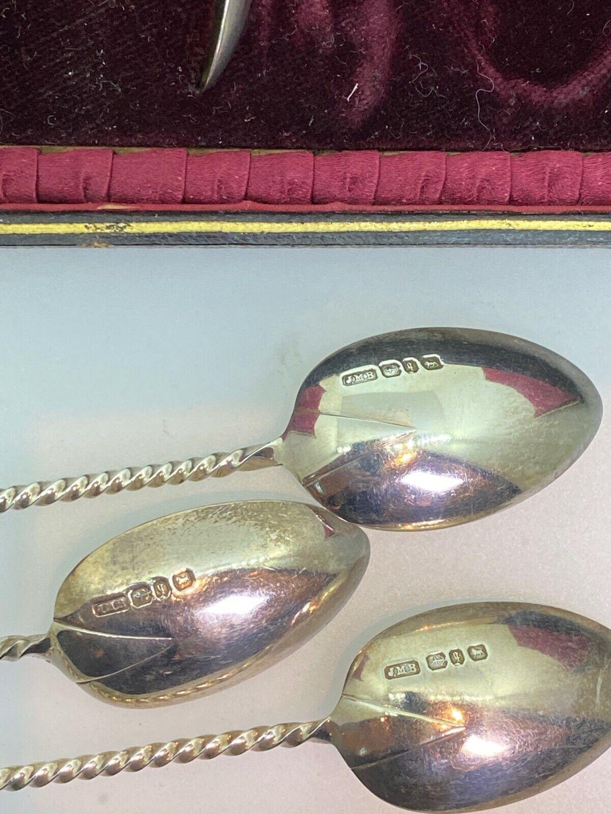 Antique S/Silver Spoon Set with Sugar Tongs by John M Banks. Birmingham, c1894. For Sale 5