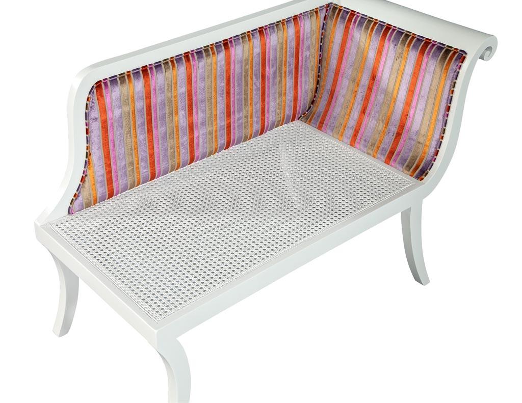 Fabric Antique Sabre Leg Bedroom Chaise Lounge