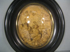 Antique Sacred Art Brass Bas-Relief of the Adoration of the Magi - 1Y175