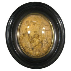 Antique Sacred Art Brass Bas-Relief of the Adoration of the Magi - 1Y175