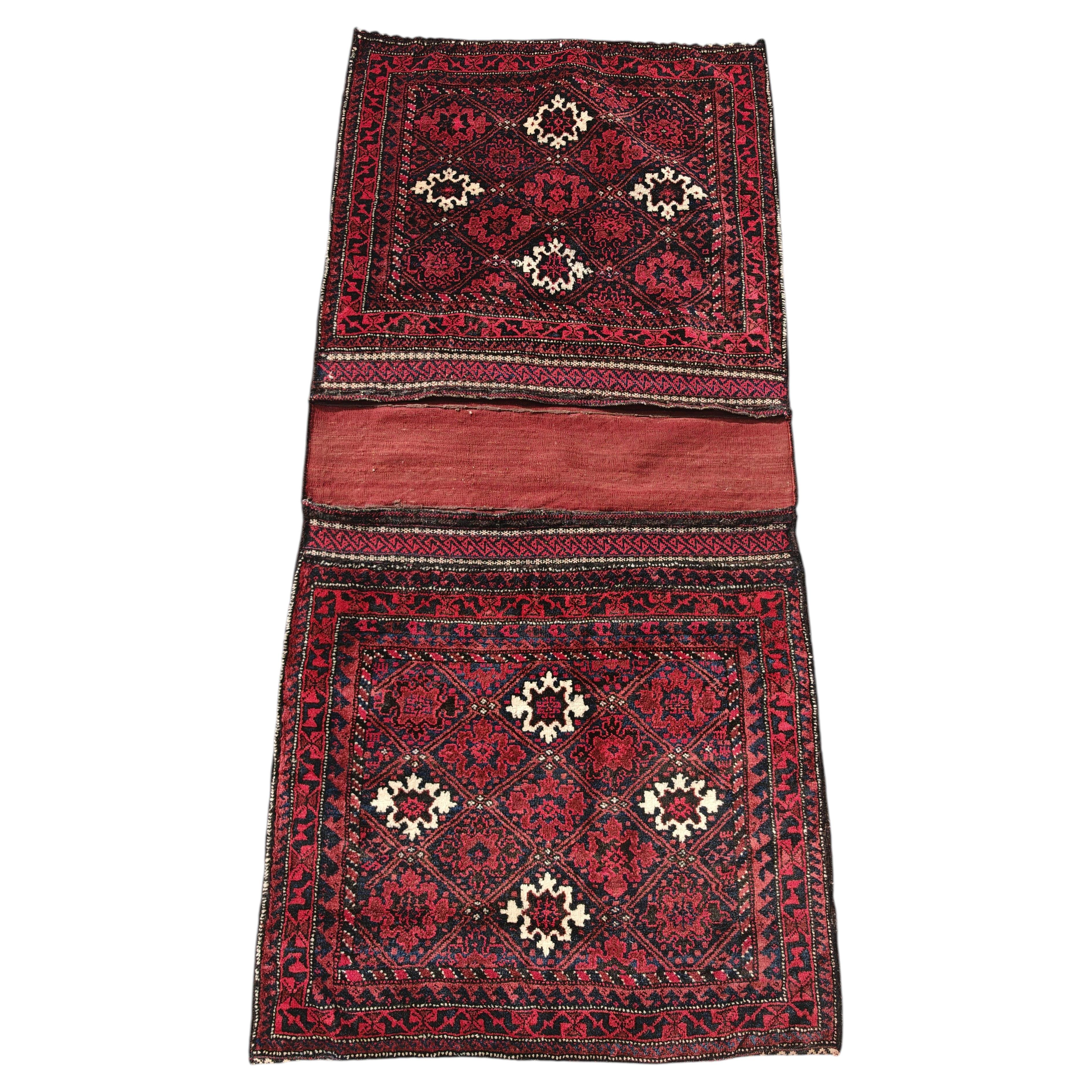 Antique Saddle Bag hand-knotted in natural dyed wool, Afghanistan 1950s