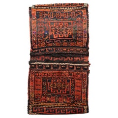 Antique Saddle Bag Handmade Rust Brown Wool Rug Collectable Khorjin