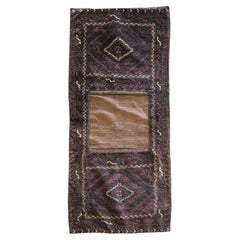 Used Saddle Bag, Traditional Brown Wool Tribal Textile Handmade Geometric