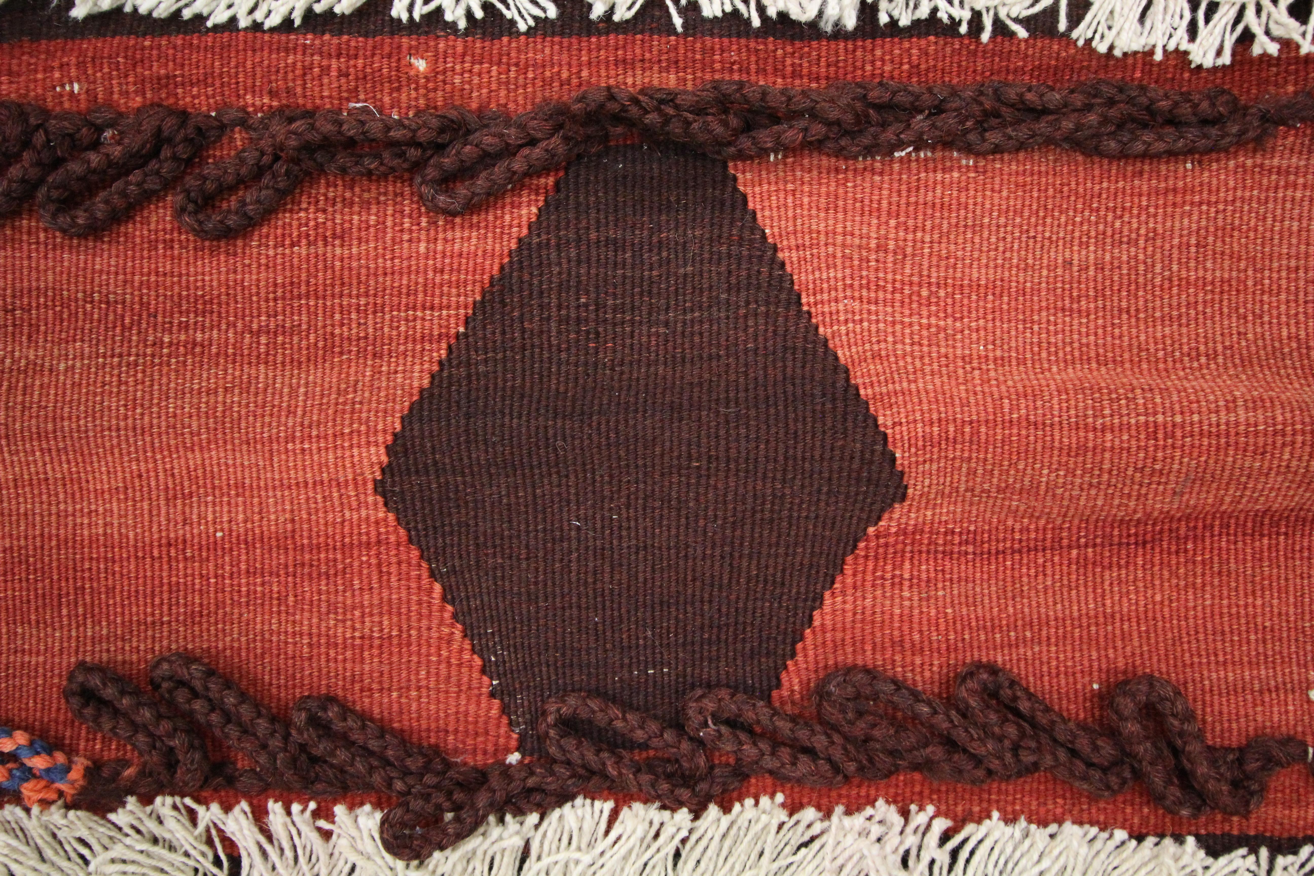 Azerbaijani Antique Saddle Bag Traditional Geometric Handwoven Oriental Wool Tribal Textile For Sale