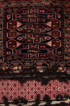 Antique Saddle Bag Tribal Textile with Archaic Geometric Patterns - Rug & Kilim