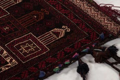 Antique Saddle Bag Tribal Textile with Burgundy Geometric Patterns - Rug & Kilim