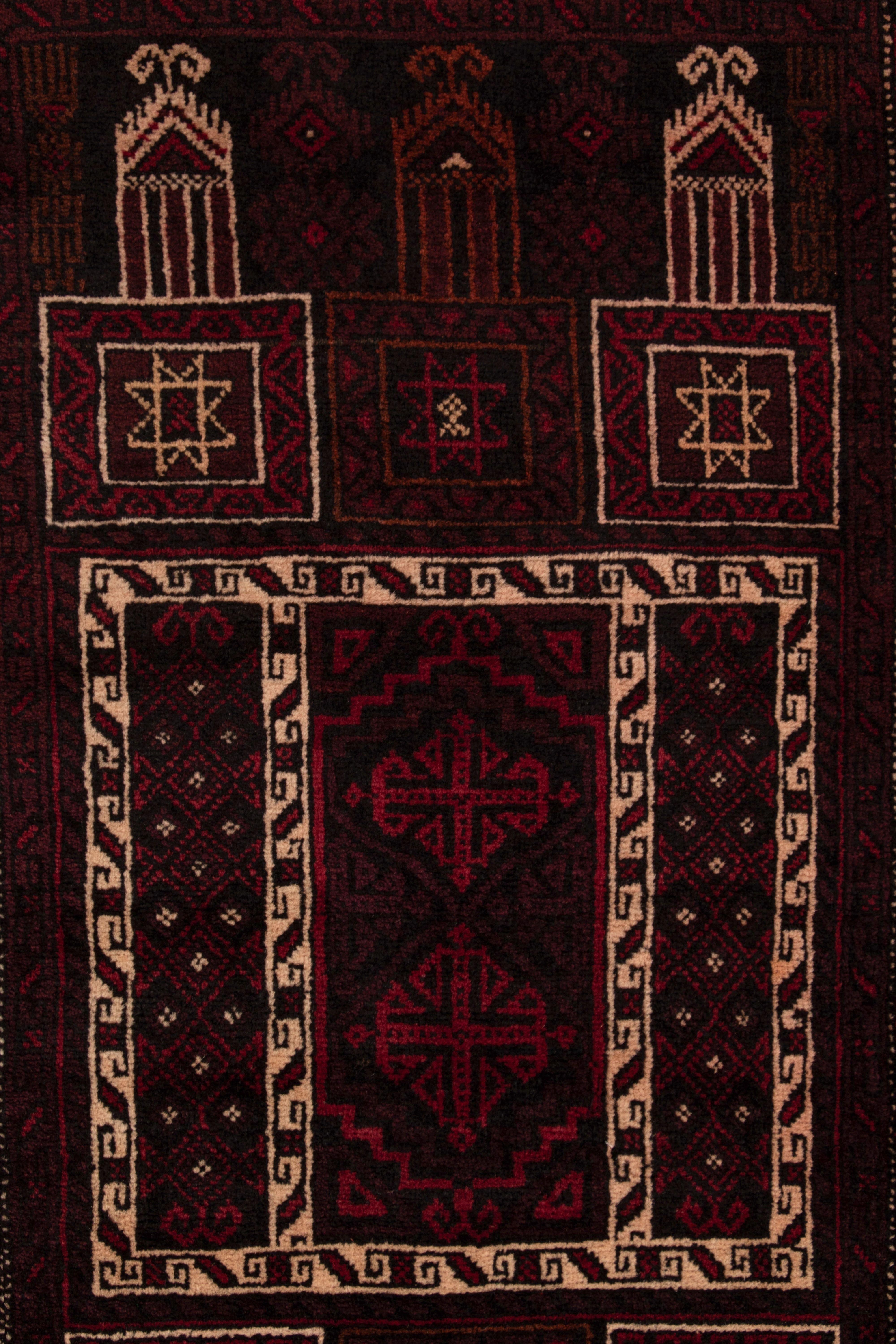 Noué à la main Sacoche ancienne Textile tribal à motifs géométriques bourgogne - Rug & Kilim en vente