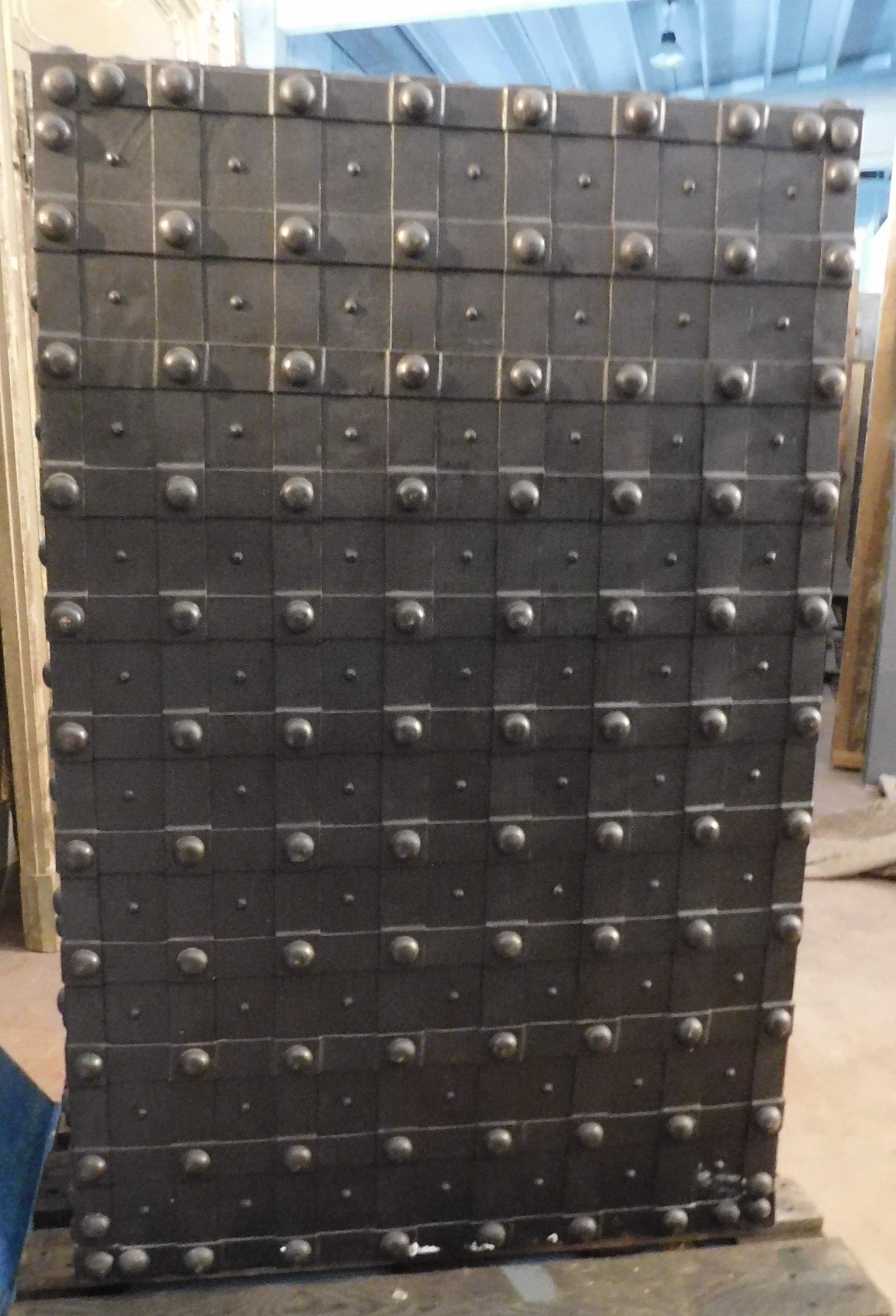 Italian Antique Safe Strongbox in Wood and Black Iron, Studs and Nails, Late 1600, Italy