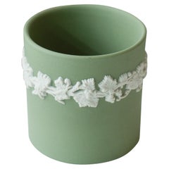 Antique Sage Green Wedgwood Jasperware Small Cup with White Overlay