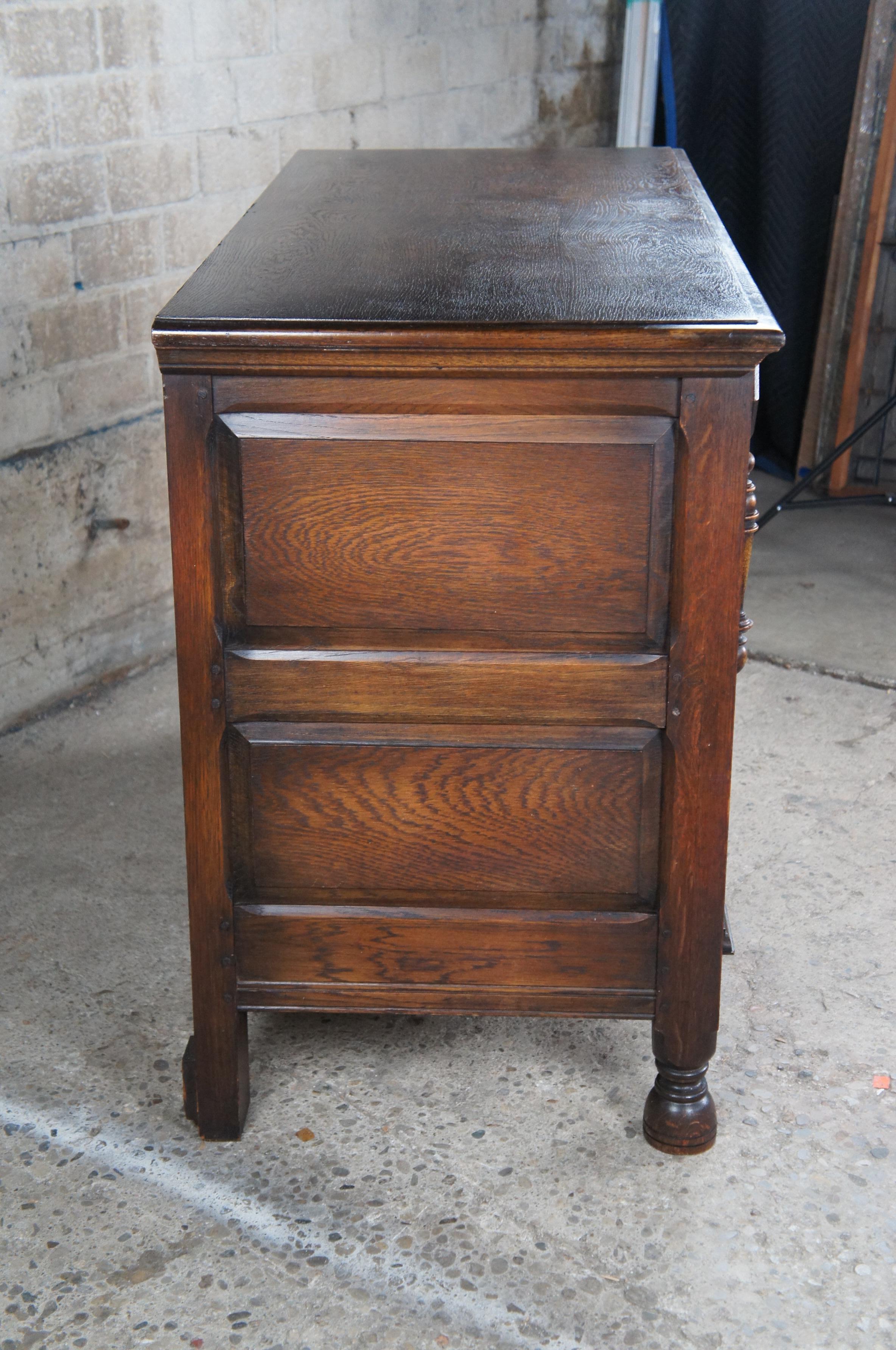 Antique Saginaw Furniture Jacobean Spanish Revival Oak Lowboy Dresser Chest 50