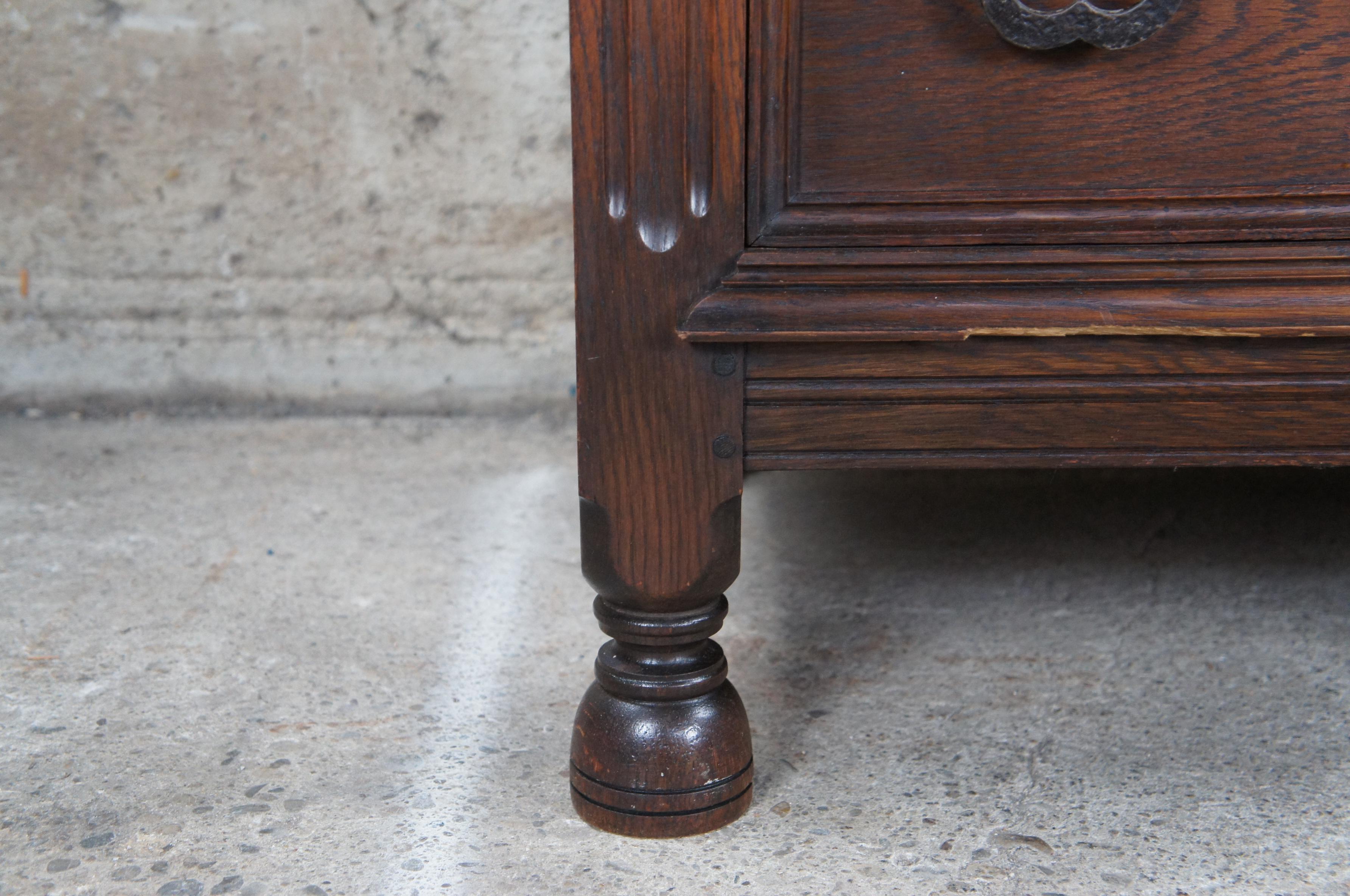 Antique Saginaw Furniture Jacobean Spanish Revival Oak Lowboy Dresser Chest 50