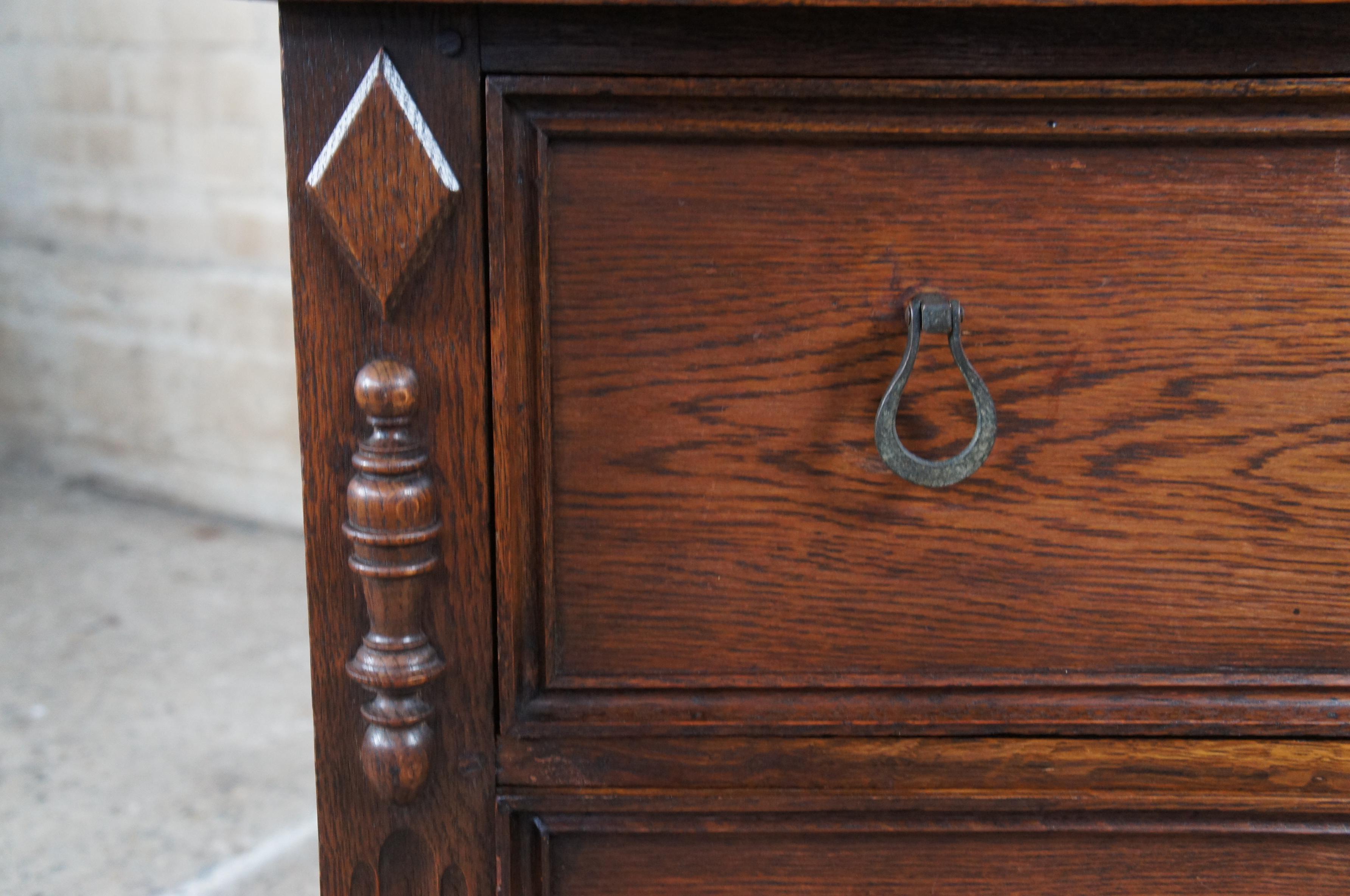 Antique Saginaw Furniture Jacobean Spanish Revival Oak Tallboy Dresser Chest 44