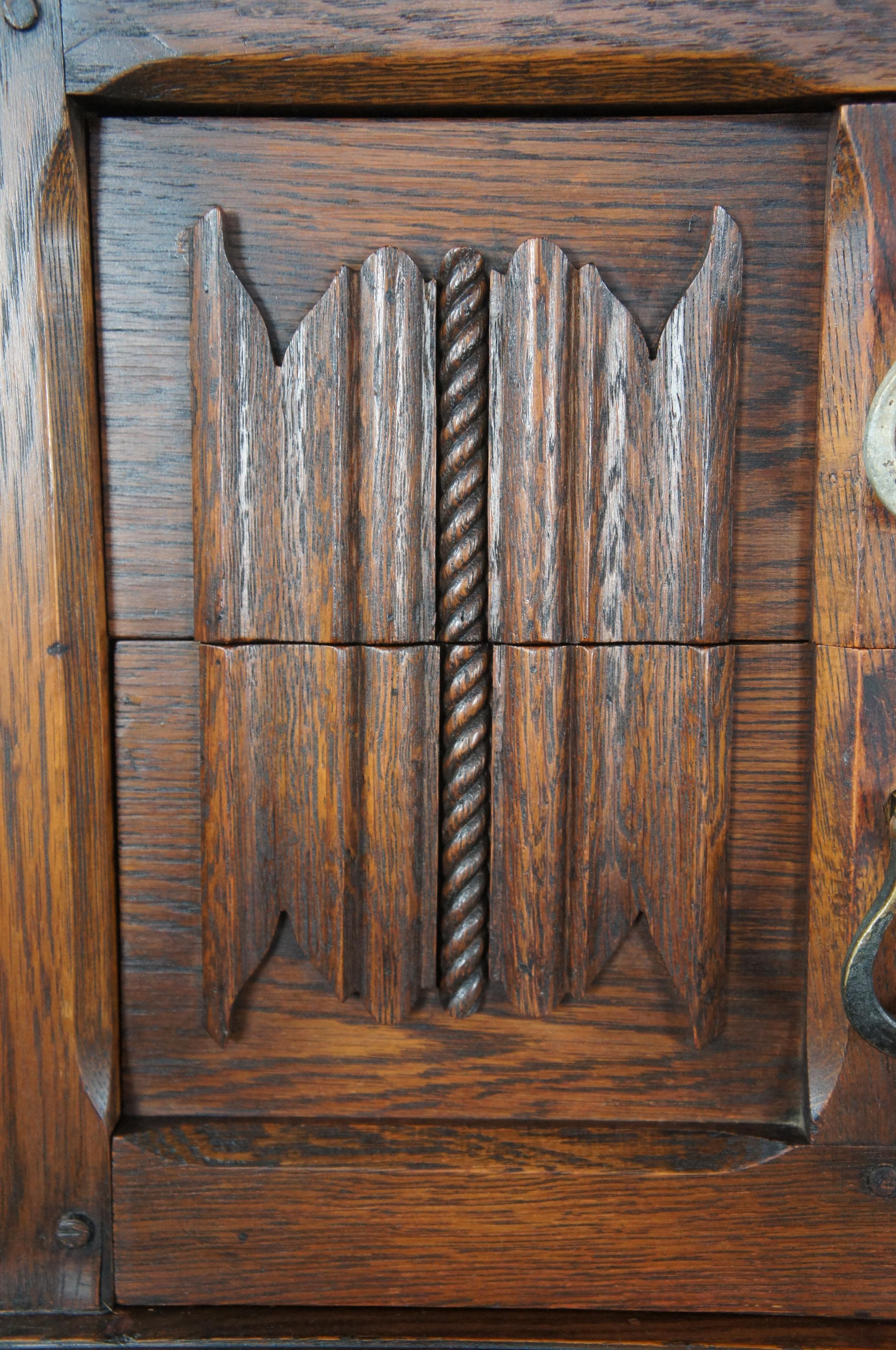 Antique Saginaw Furniture Jacobean Spanish Revival Oak Tallboy Dresser Chest 44