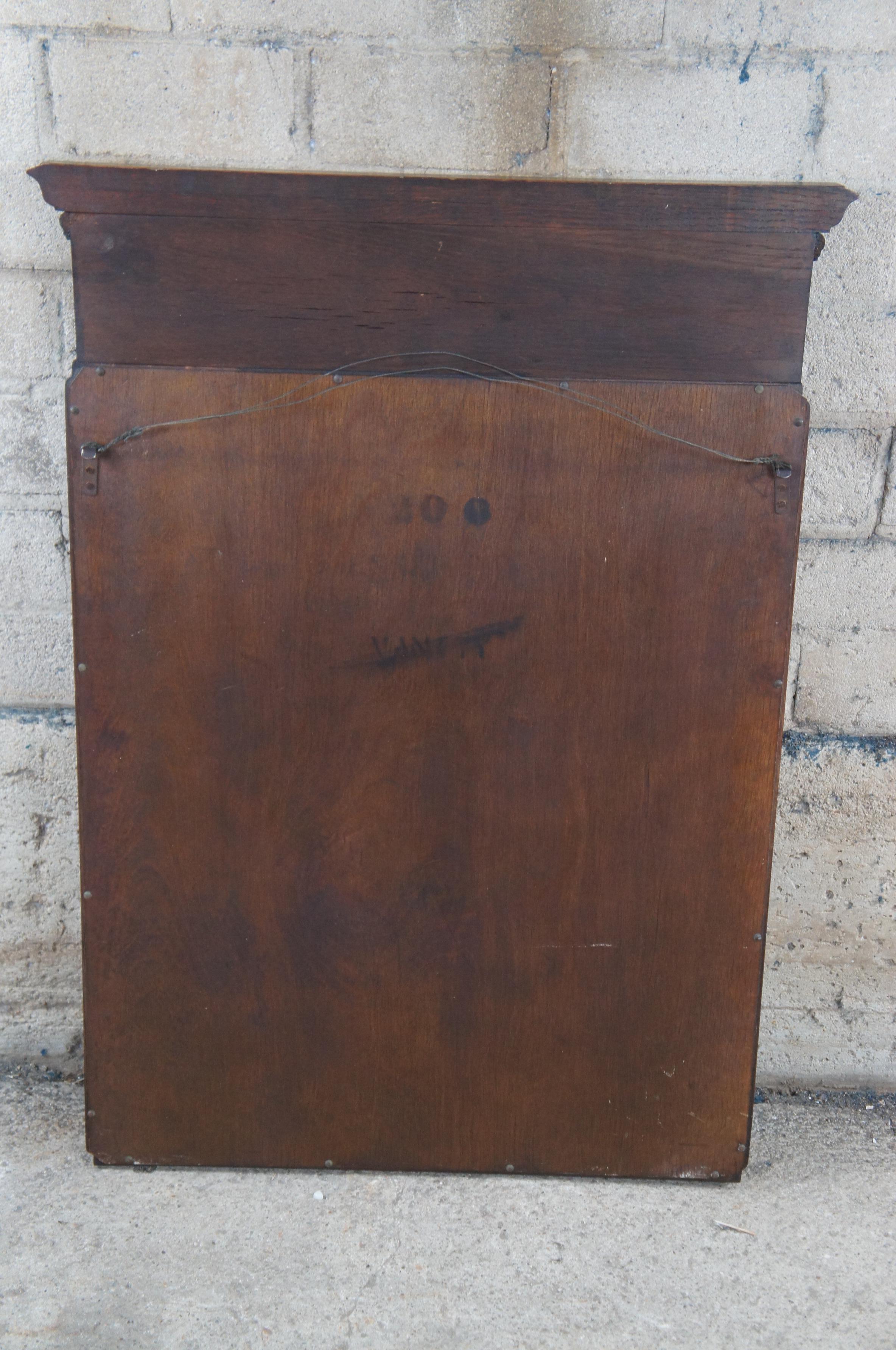 Antique Saginaw Furniture Jacobean Spanish Revival Oak Wall Hanging Mirror 7