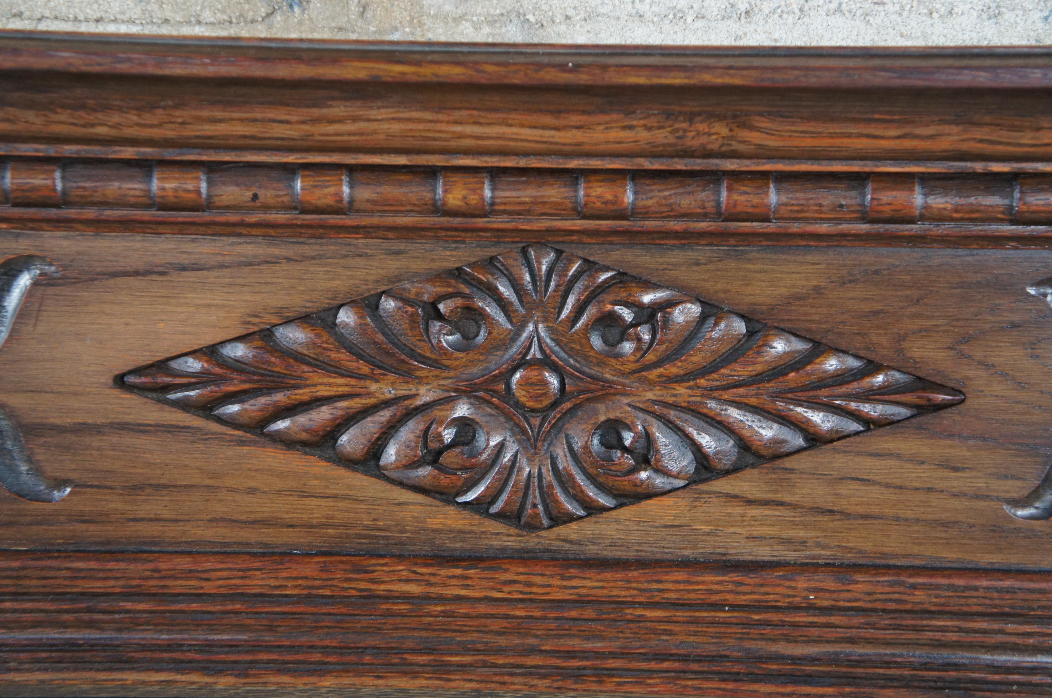 Antique Saginaw Furniture Jacobean Spanish Revival Oak Wall Hanging Mirror 1