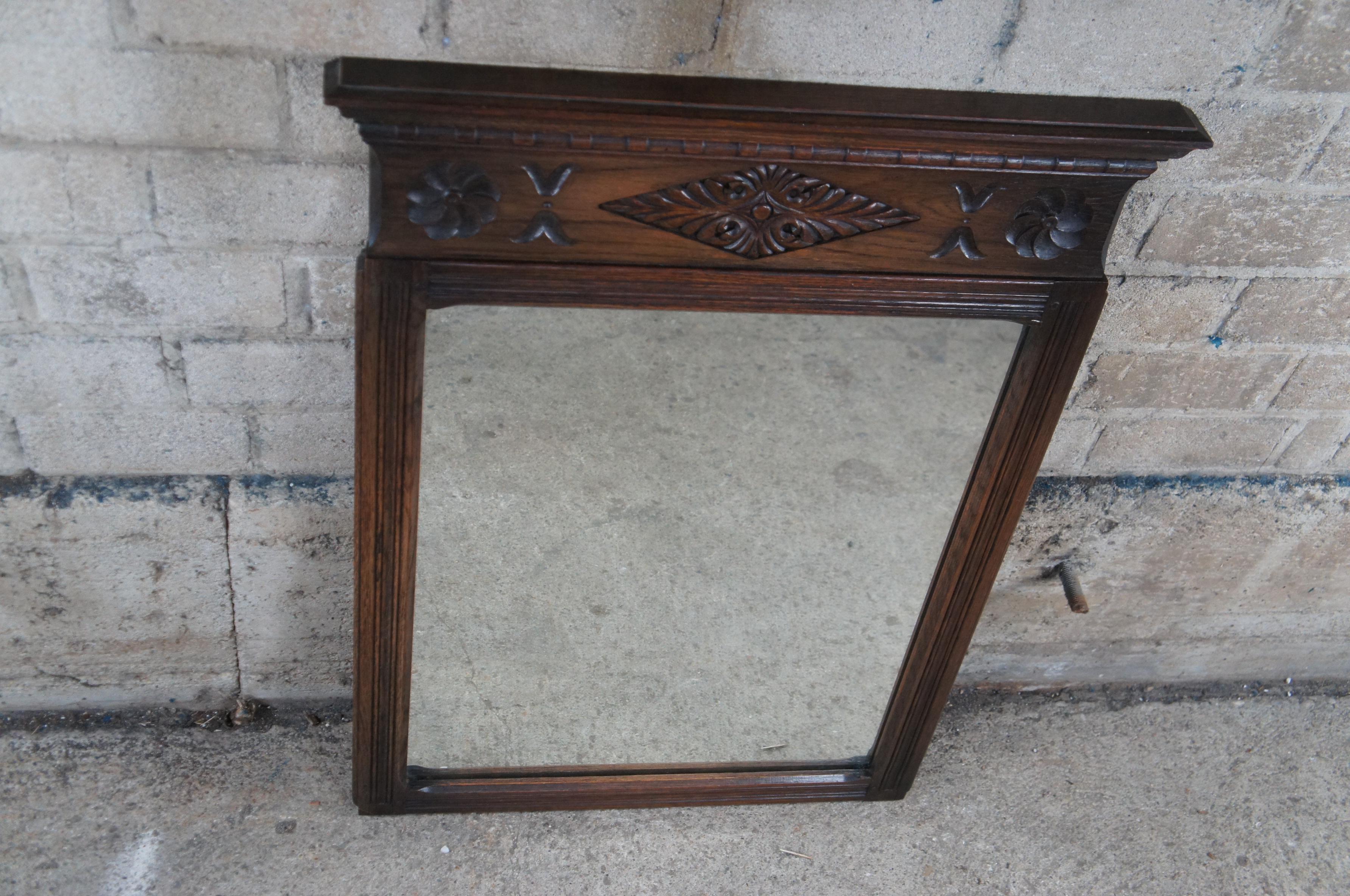 Antique Saginaw Furniture Jacobean Spanish Revival Oak Wall Hanging Mirror  3