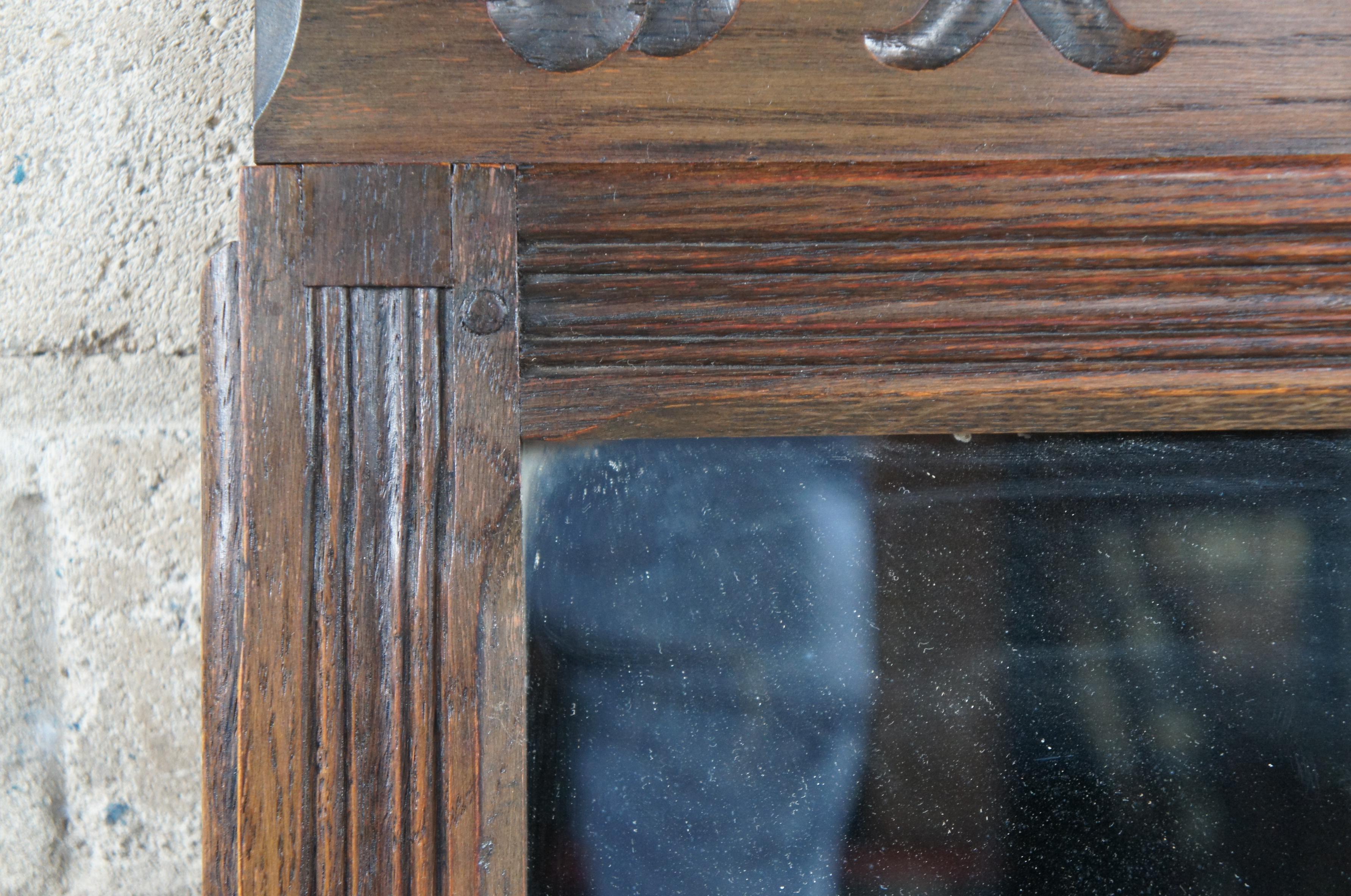 Antique Saginaw Furniture Jacobean Spanish Revival Oak Wall Hanging Mirror  4