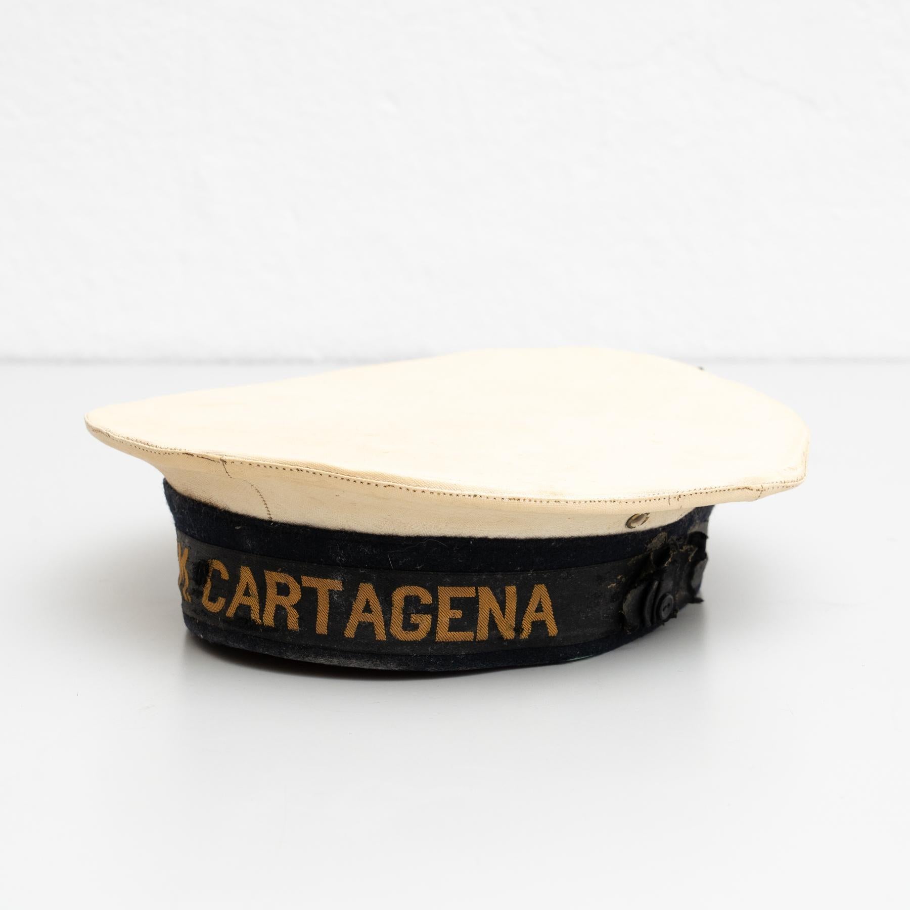Mid-Century Modern Antique Sailor Fabric Hat, circa 1950 For Sale