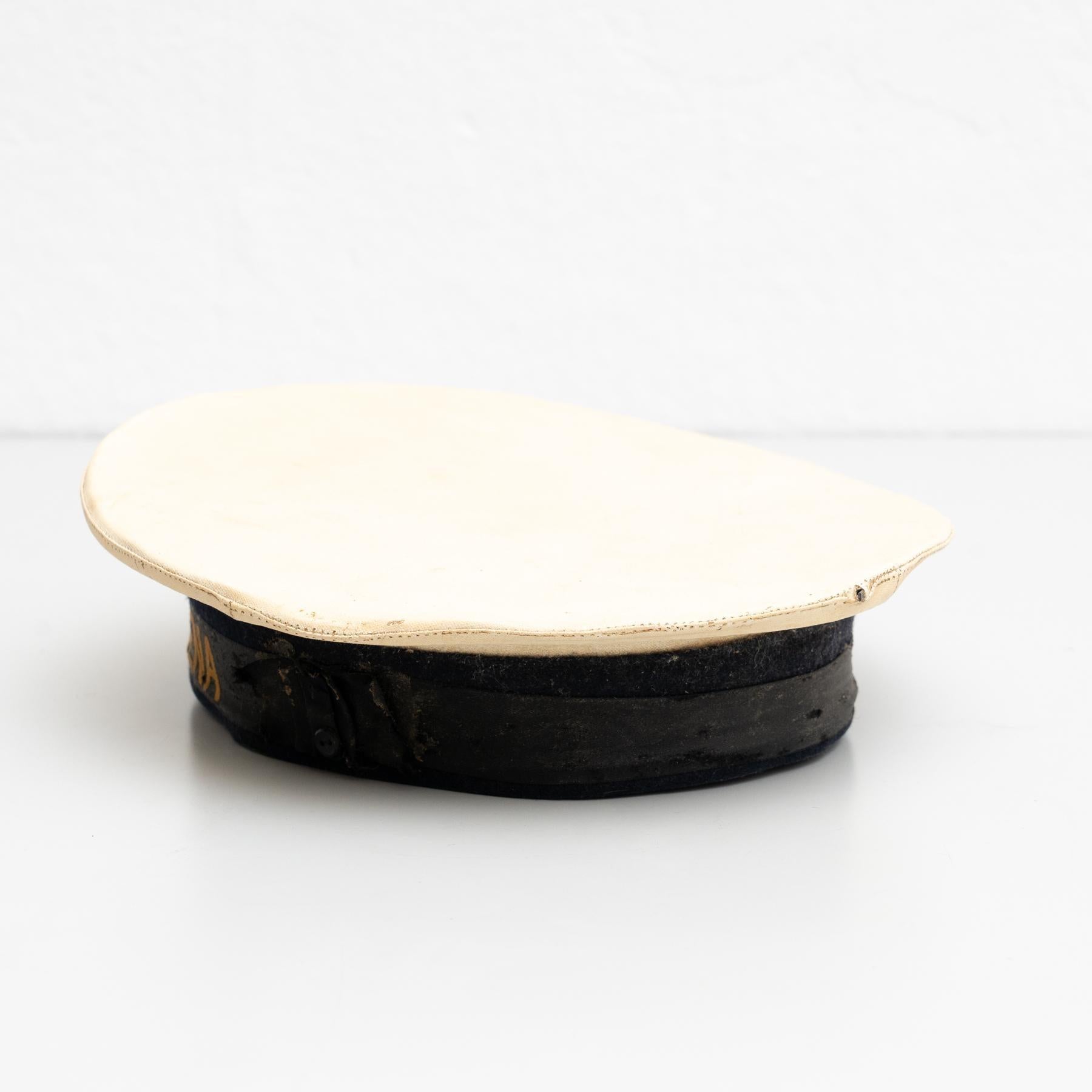 Antique Sailor Fabric Hat, circa 1950 In Good Condition For Sale In Barcelona, ES