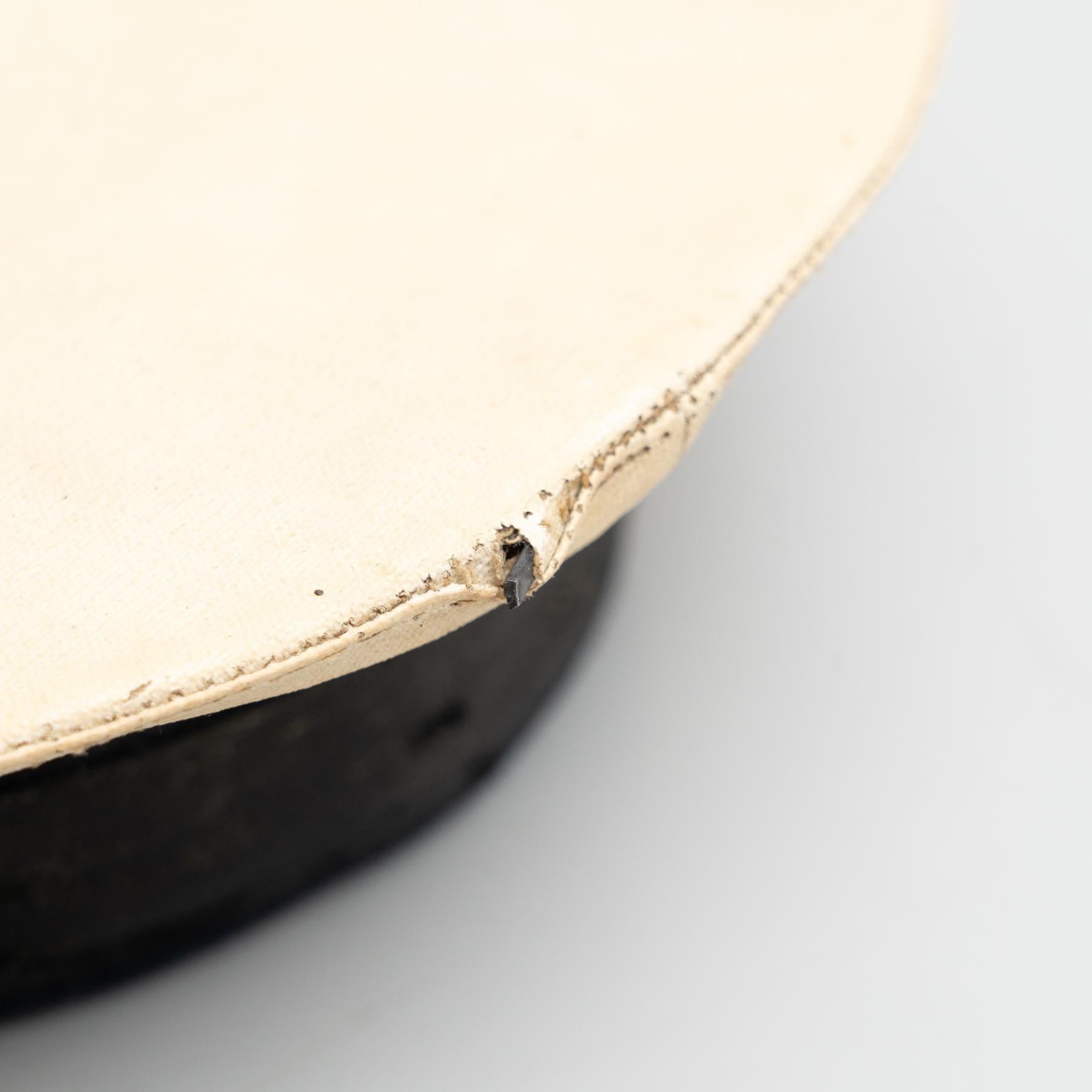 Rattan Antique Sailor Fabric Hat, circa 1950 For Sale