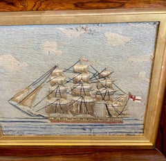 Antico canovaccio folkloristico da marinaio di una nave di linea a un solo ponte, circa 1850