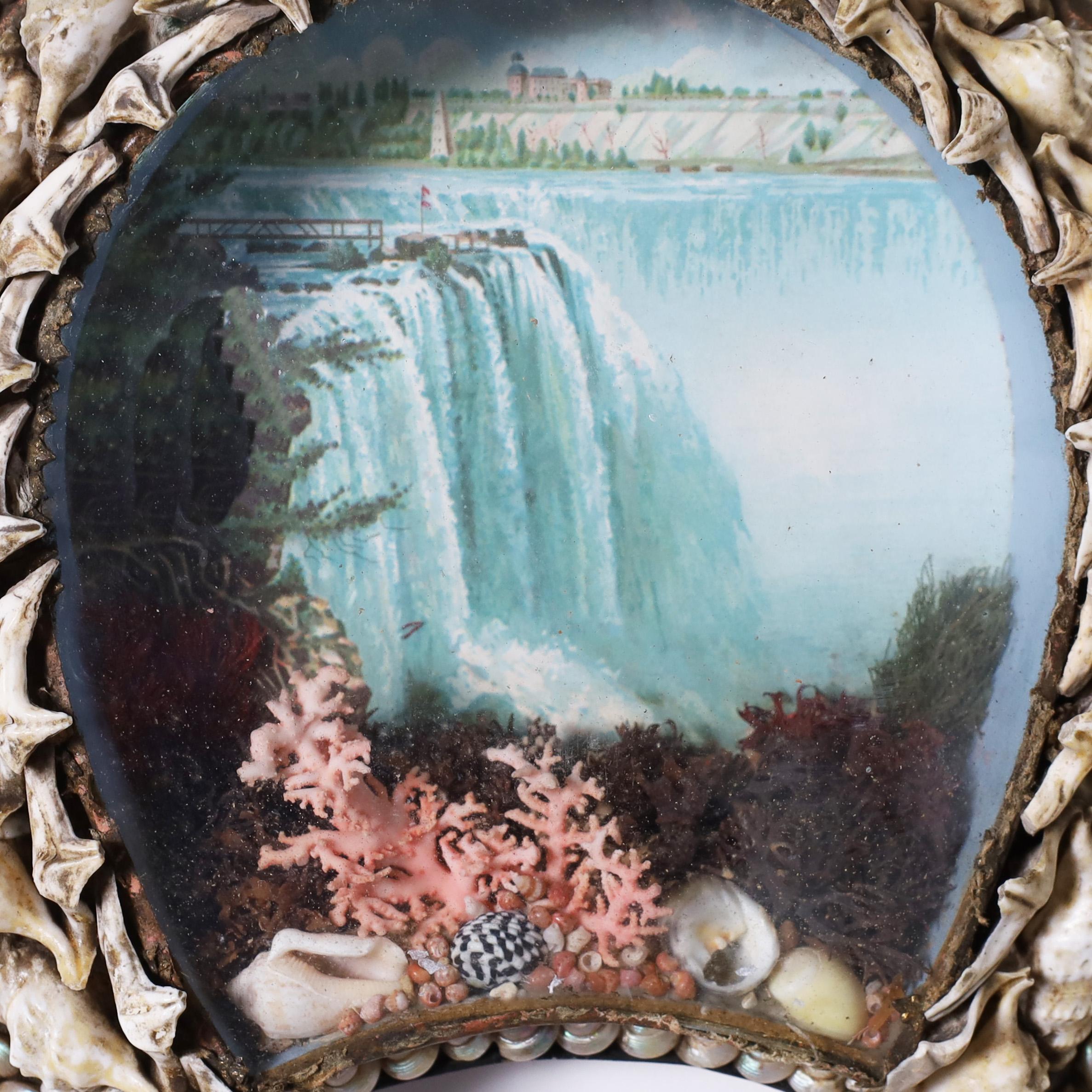 Hand-Crafted Antique Sailors Valentine with Niagara Falls For Sale