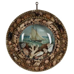 Antique Sailors Valentine with Schooner