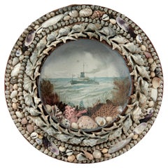 Antique Sailors Valentine with Steam Ship