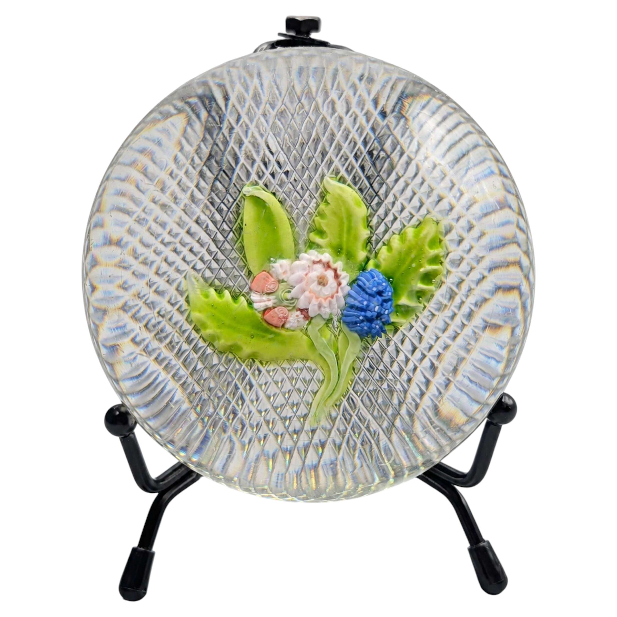 Antique Saint Louis Crystal Paperweight Floral, Circa 1850 For Sale