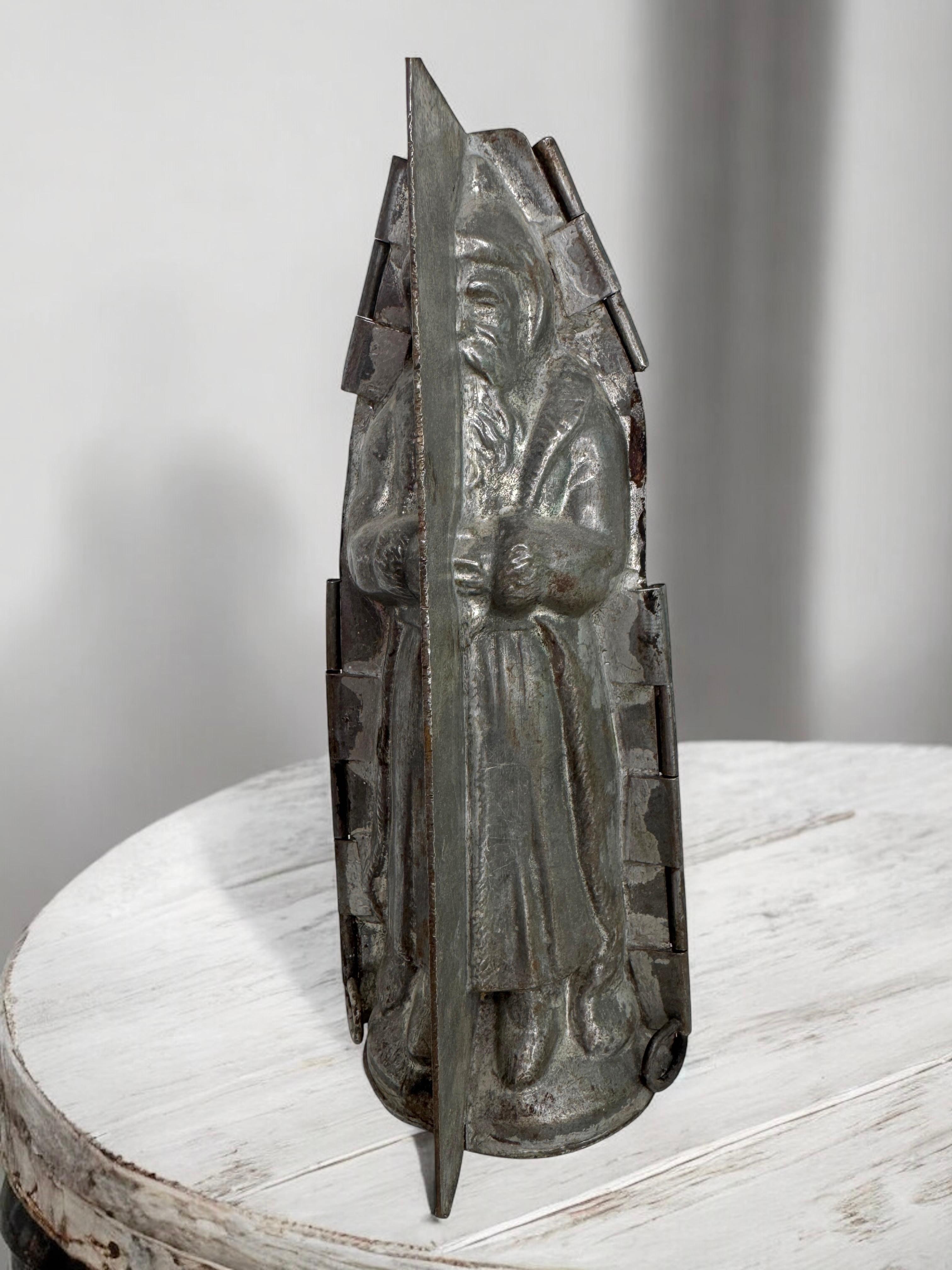 Antique Saint Nicholas Belsnickle Santa Christmas Chocolate Mold, France 1900s For Sale 5