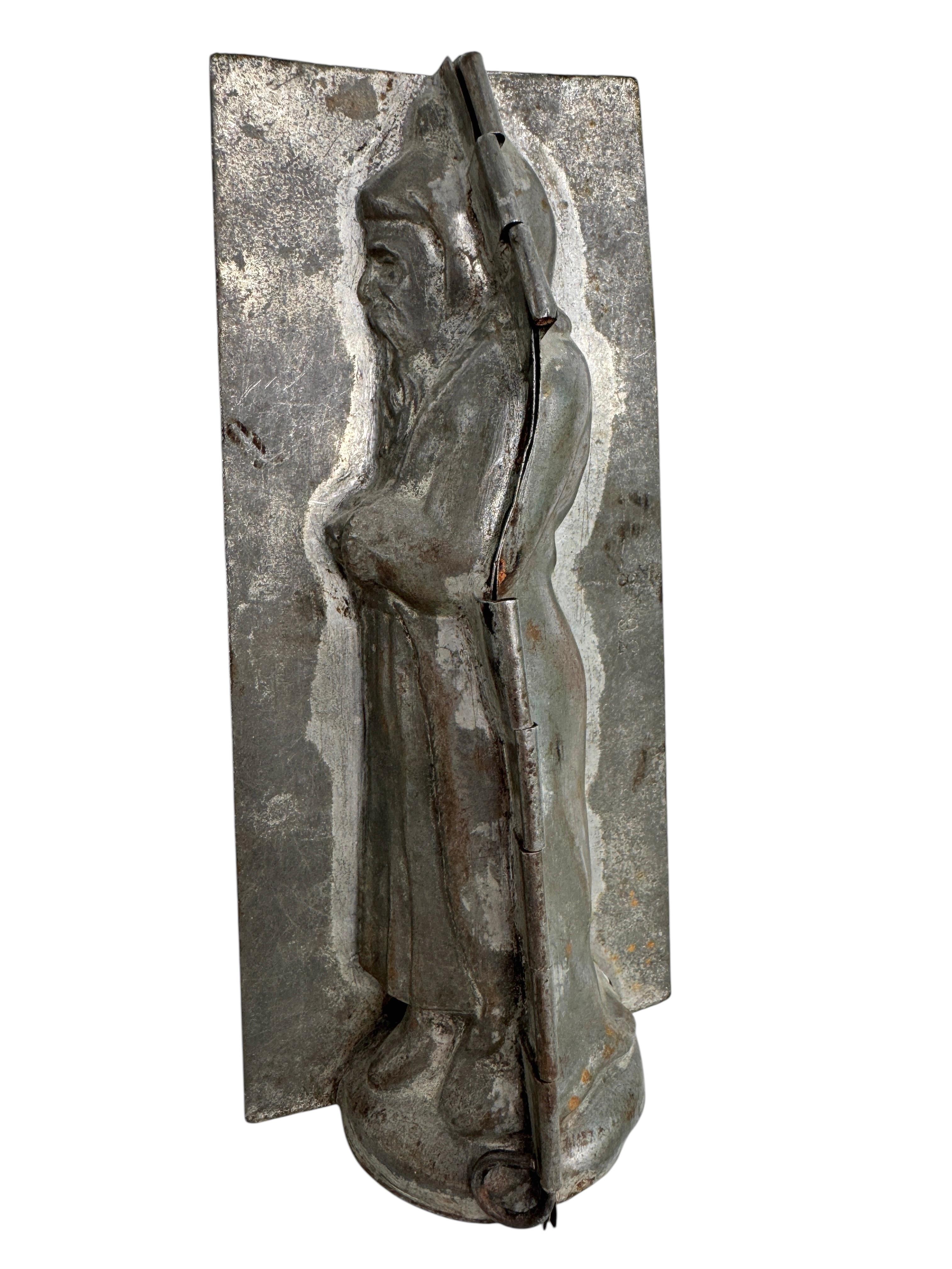 Early 20th Century Antique Saint Nicholas Belsnickle Santa Christmas Chocolate Mold, France 1900s For Sale