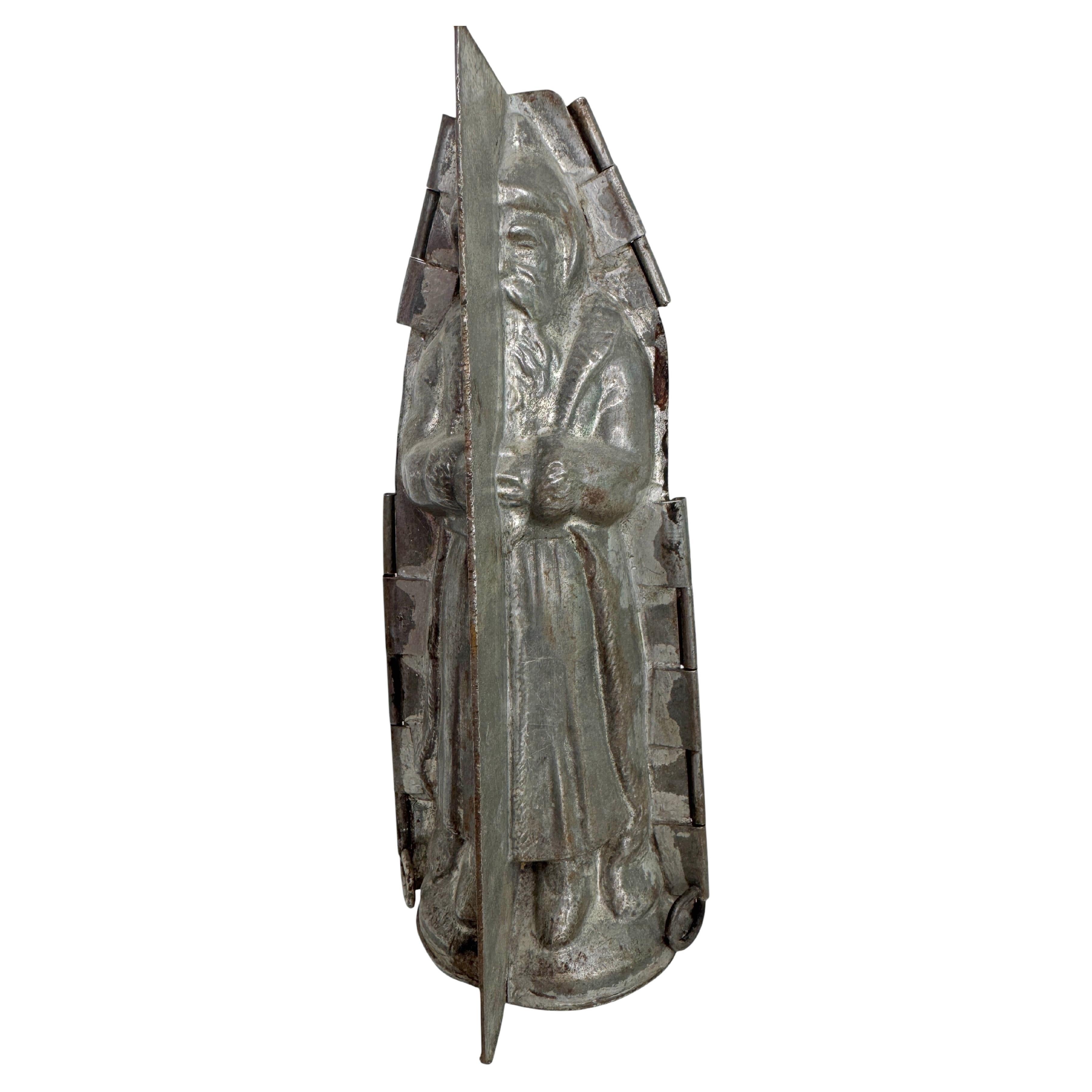 Antique Saint Nicholas Belsnickle Santa Christmas Chocolate Mold, France 1900s For Sale