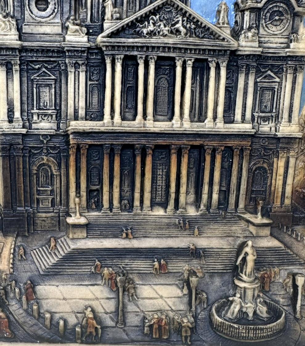 Antikes architektonisches religiöses Gemälde in vergoldetem Rahmen, Saint Pauls Cathedral London, Architektur im Zustand „Gut“ im Angebot in Dublin, Ireland