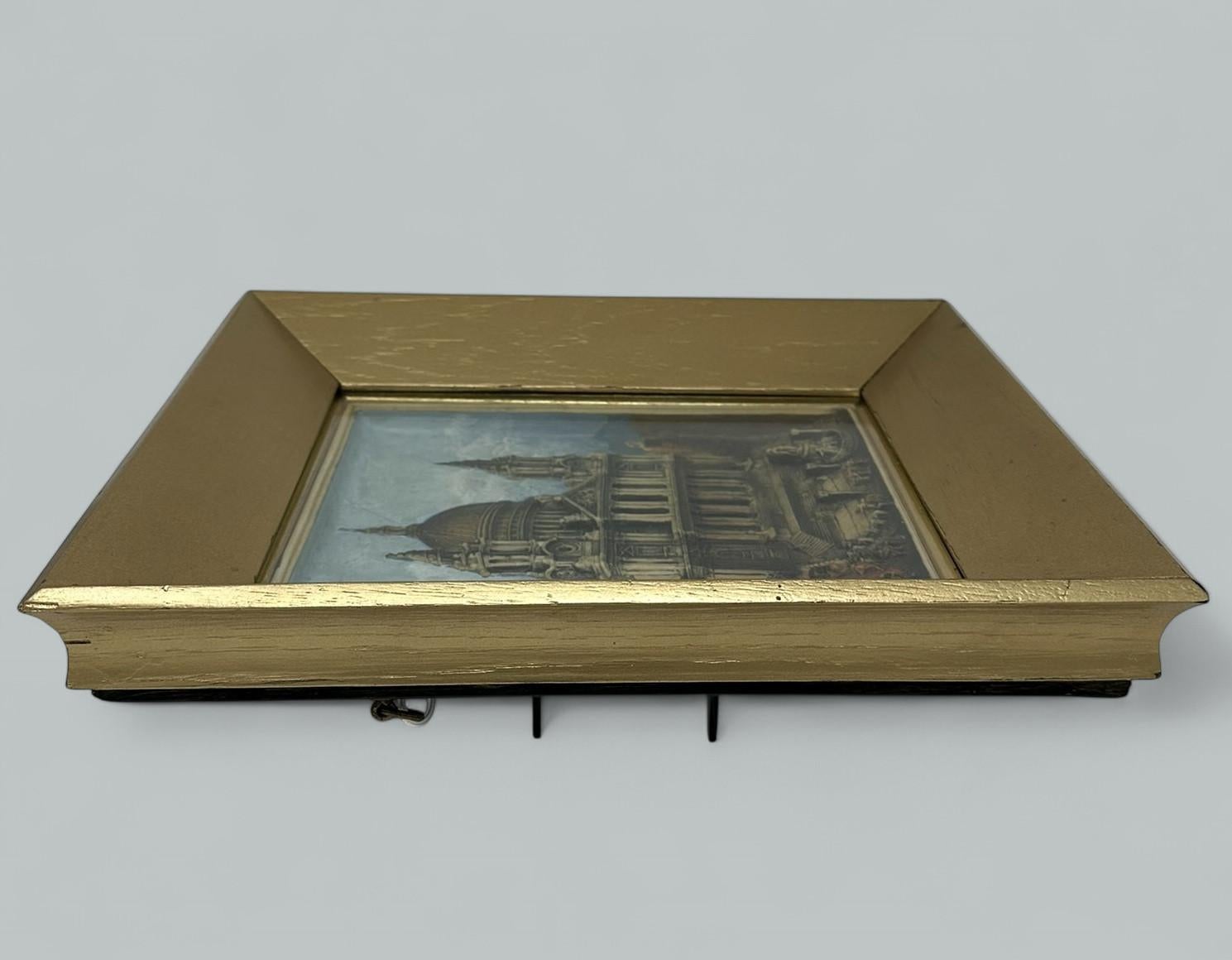 Giltwood Antique Saint Pauls Cathedral London Architectural Religious Painting Gilt Frame