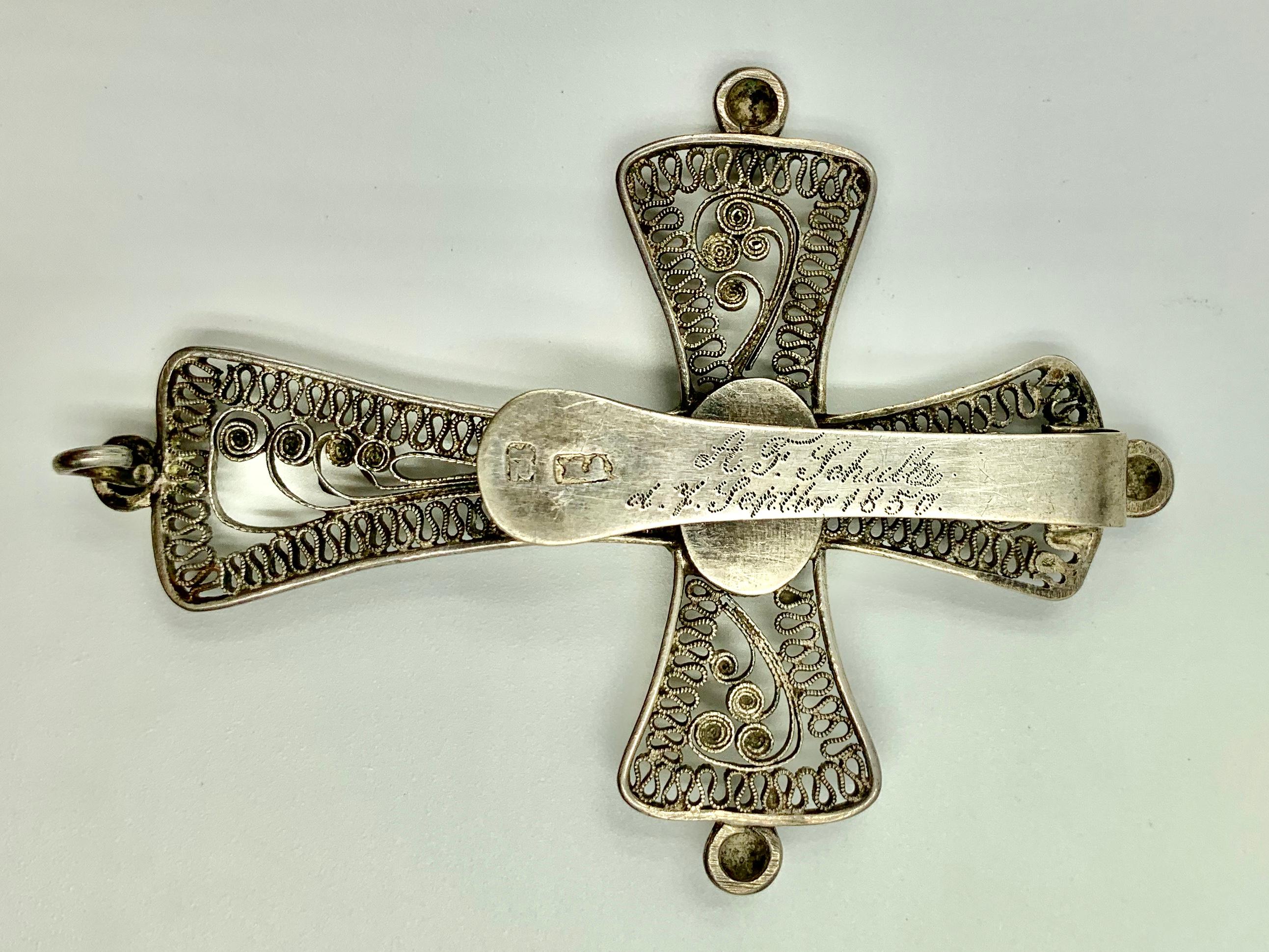 Antikes Petruskreuz Silberfiligran:: Karneol:: A. F. Schultz:: 1850 im Zustand „Gut“ in New York, NY