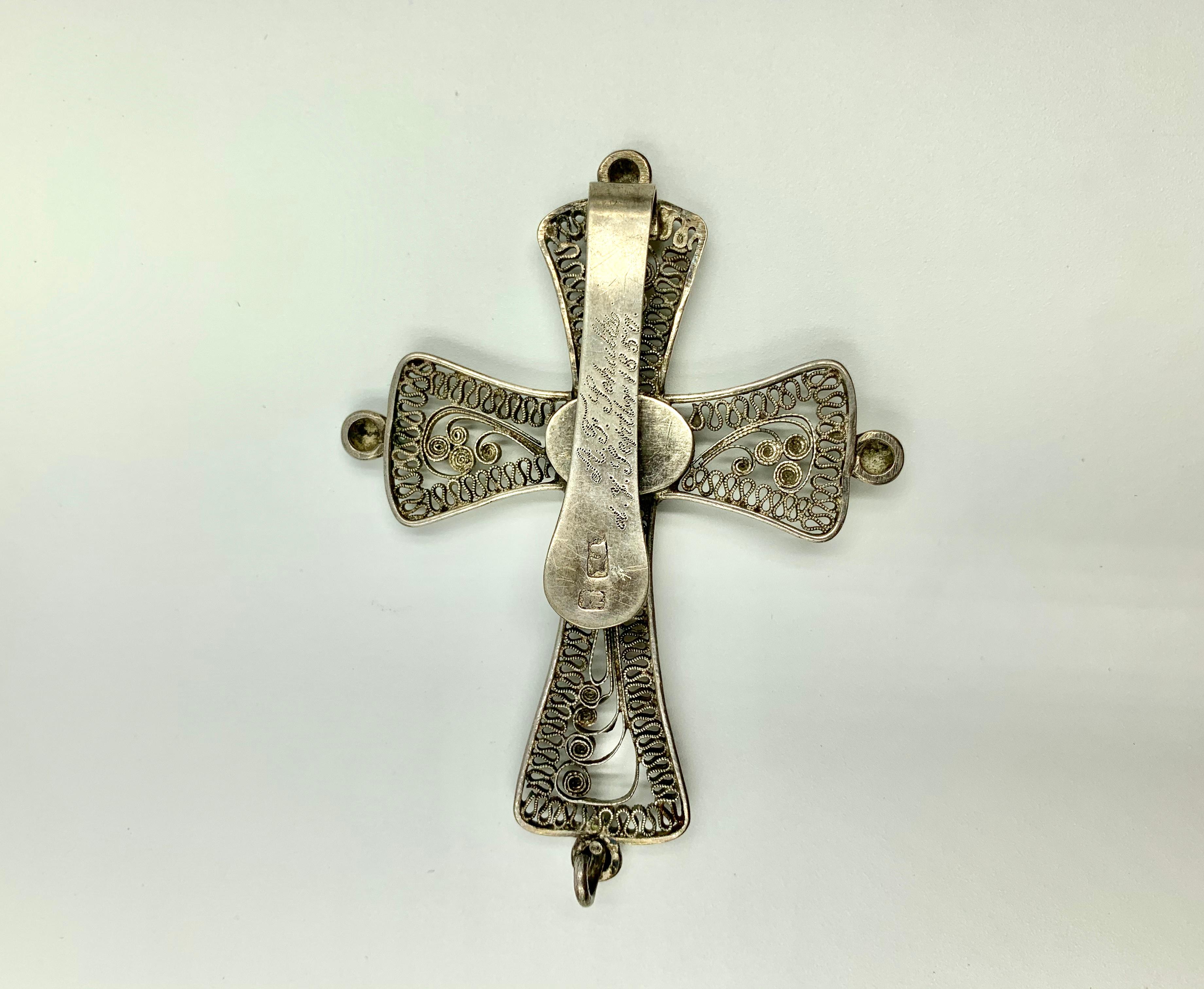 Antikes Petruskreuz Silberfiligran:: Karneol:: A. F. Schultz:: 1850 für Damen oder Herren