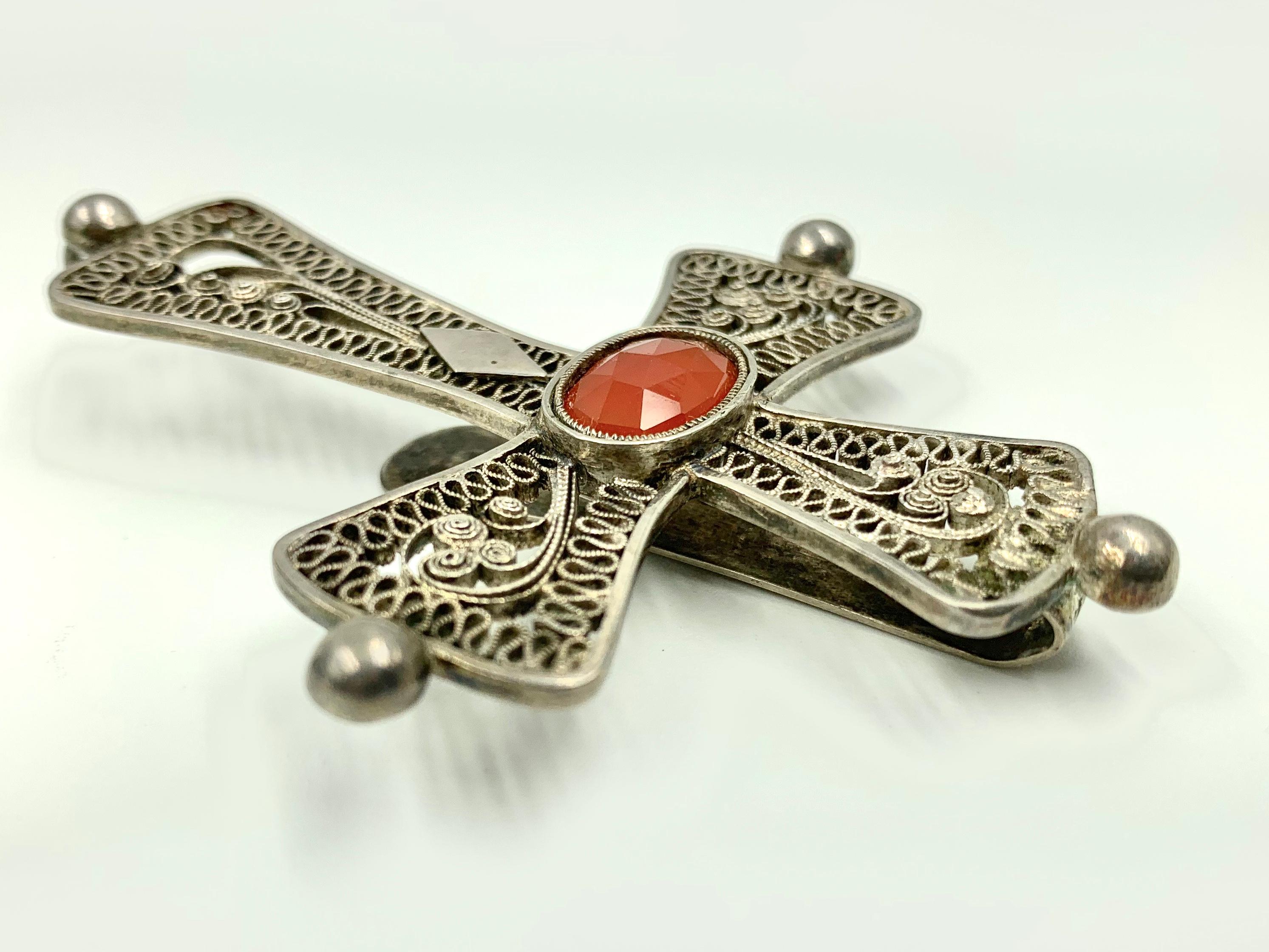 Antikes Petruskreuz Silberfiligran:: Karneol:: A. F. Schultz:: 1850 1