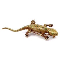 Antique Salamander Brooch w/ Dementoid Garnets
