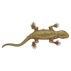 Antique Salamander Brooch w/ Dementoid Garnets