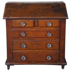 Antique Salesman Sample American Pine Standup Desk Sloped Chest Storage Cabinet