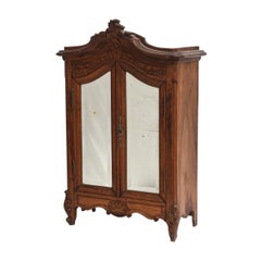 Antique Salesman Sample Miniature Mirrored Armoire Doll Wardrobe Display Cabinet